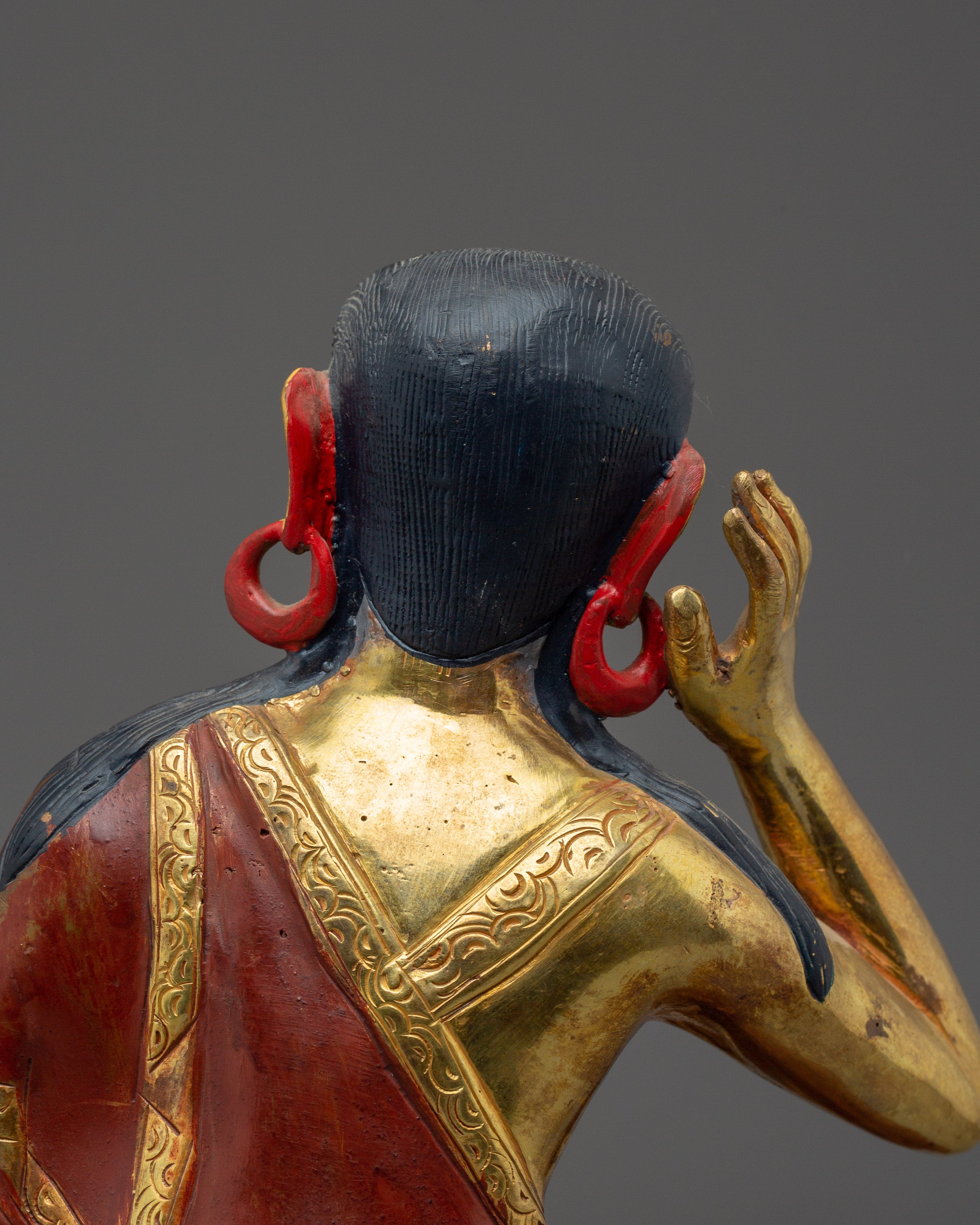 Milarepa Buddha Gold Gilded Copper Sculpture | Buddhist Icon for Meditation