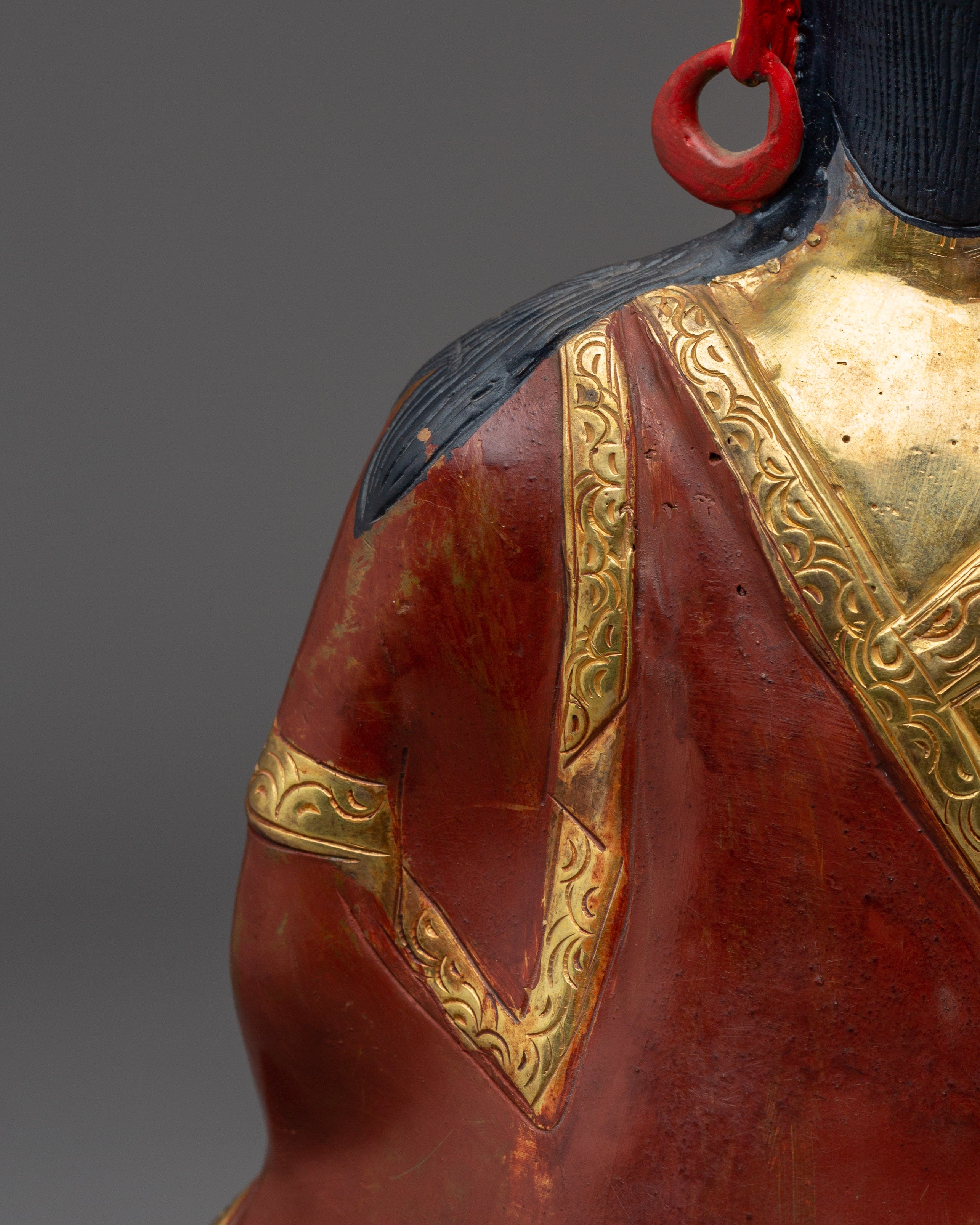 Milarepa Buddha Gold Gilded Copper Sculpture | Buddhist Icon for Meditation