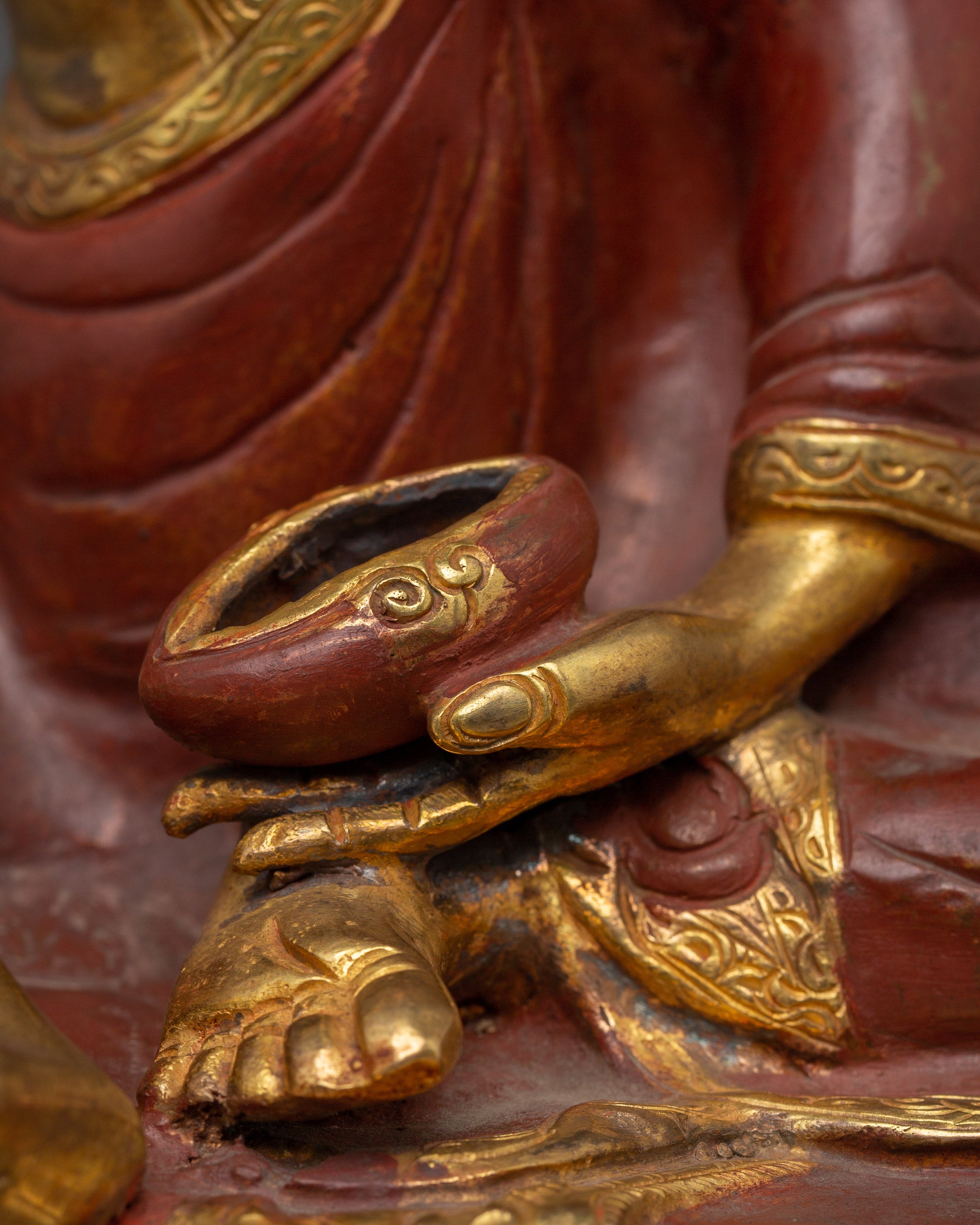 Milarepa Buddha Gold Gilded Copper Sculpture | Buddhist Icon for Meditation