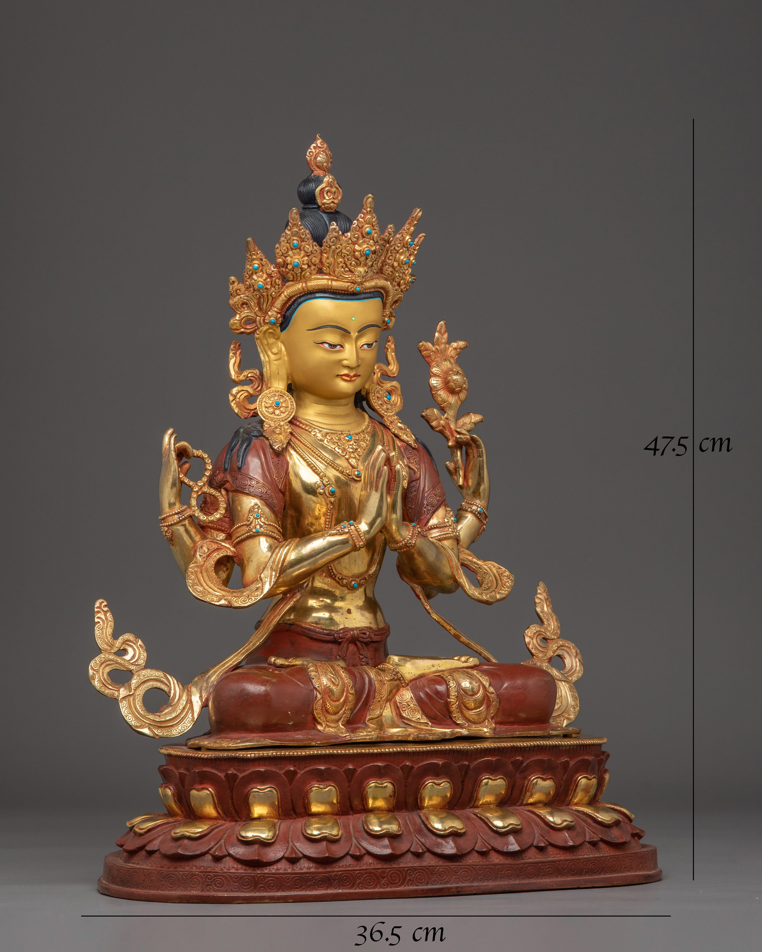 Chenrezig Buddha in 24K Gold-Gilded 
