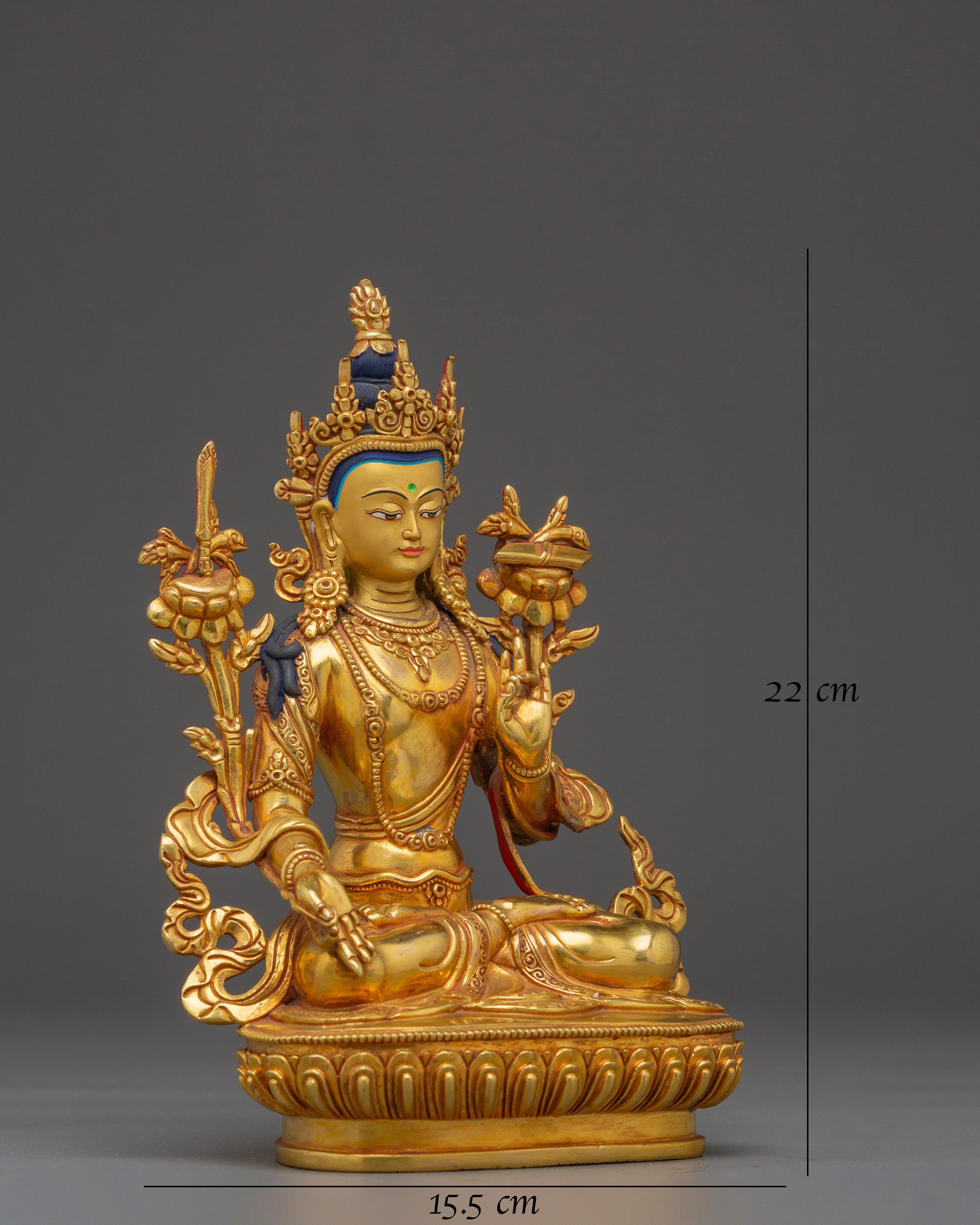 Manjushri 24K Gold Gilded Statue 