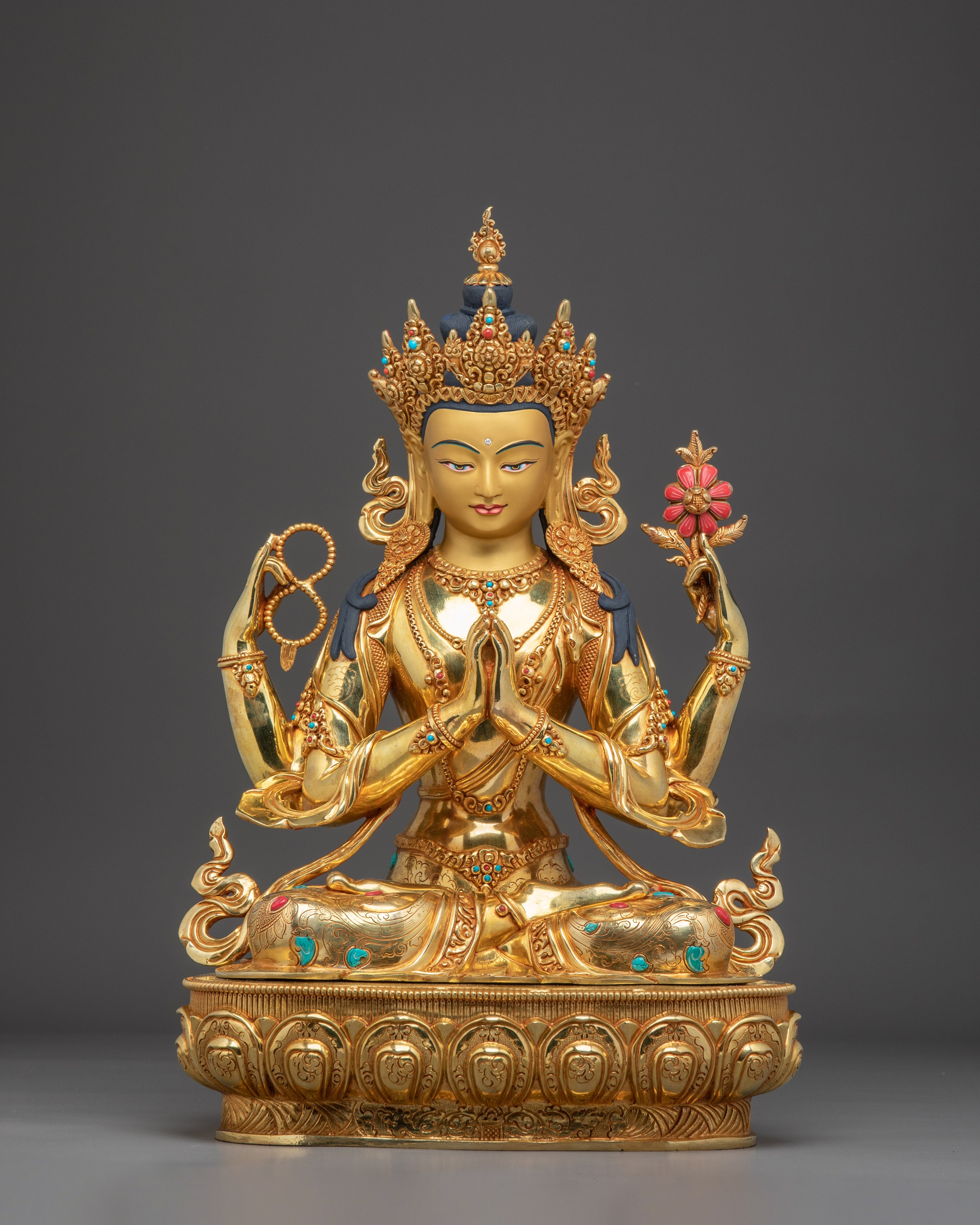 Spiritual Decor Chenrezig Art | Handmade Nepali Sculpture