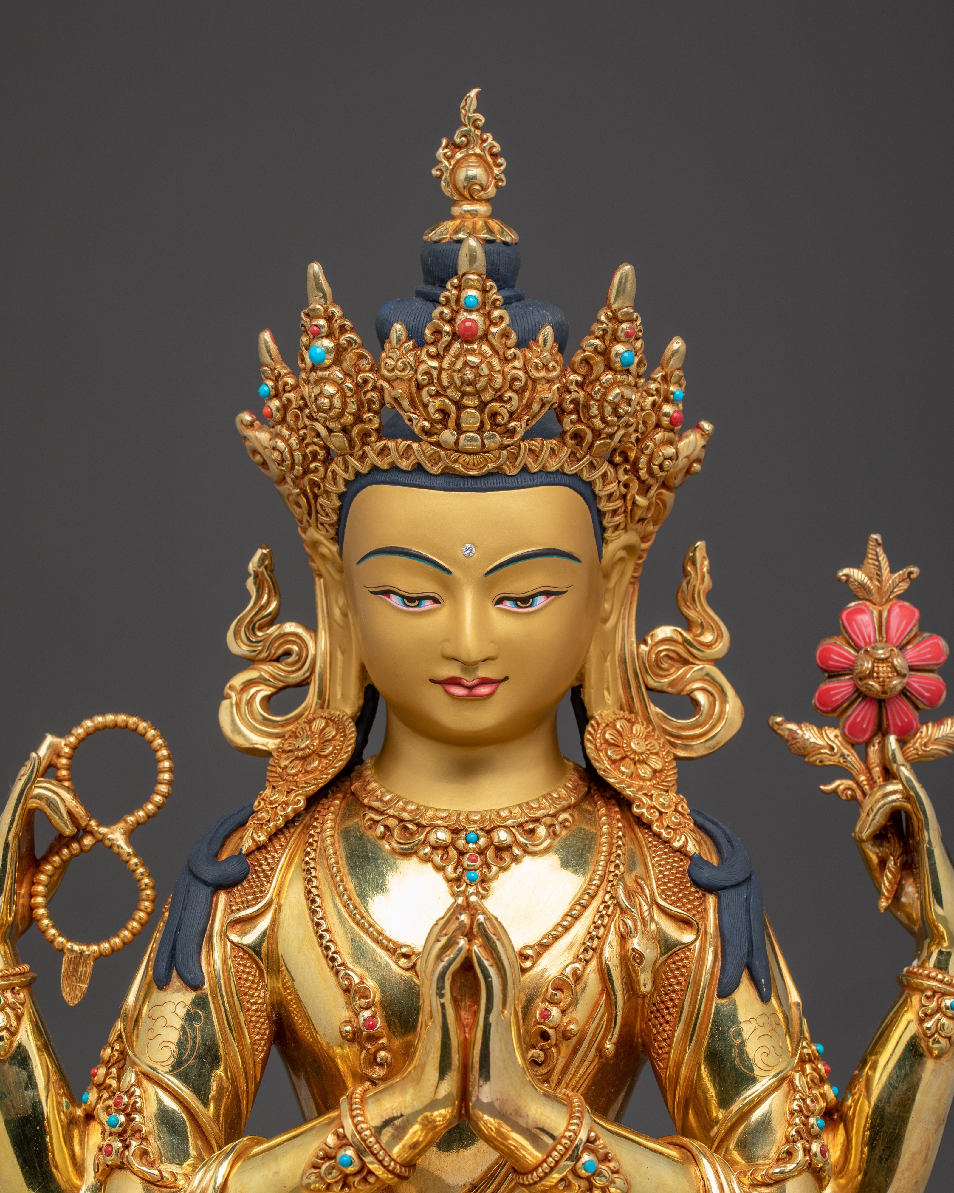 Spiritual Decor Chenrezig Art | Handmade Nepali Sculpture