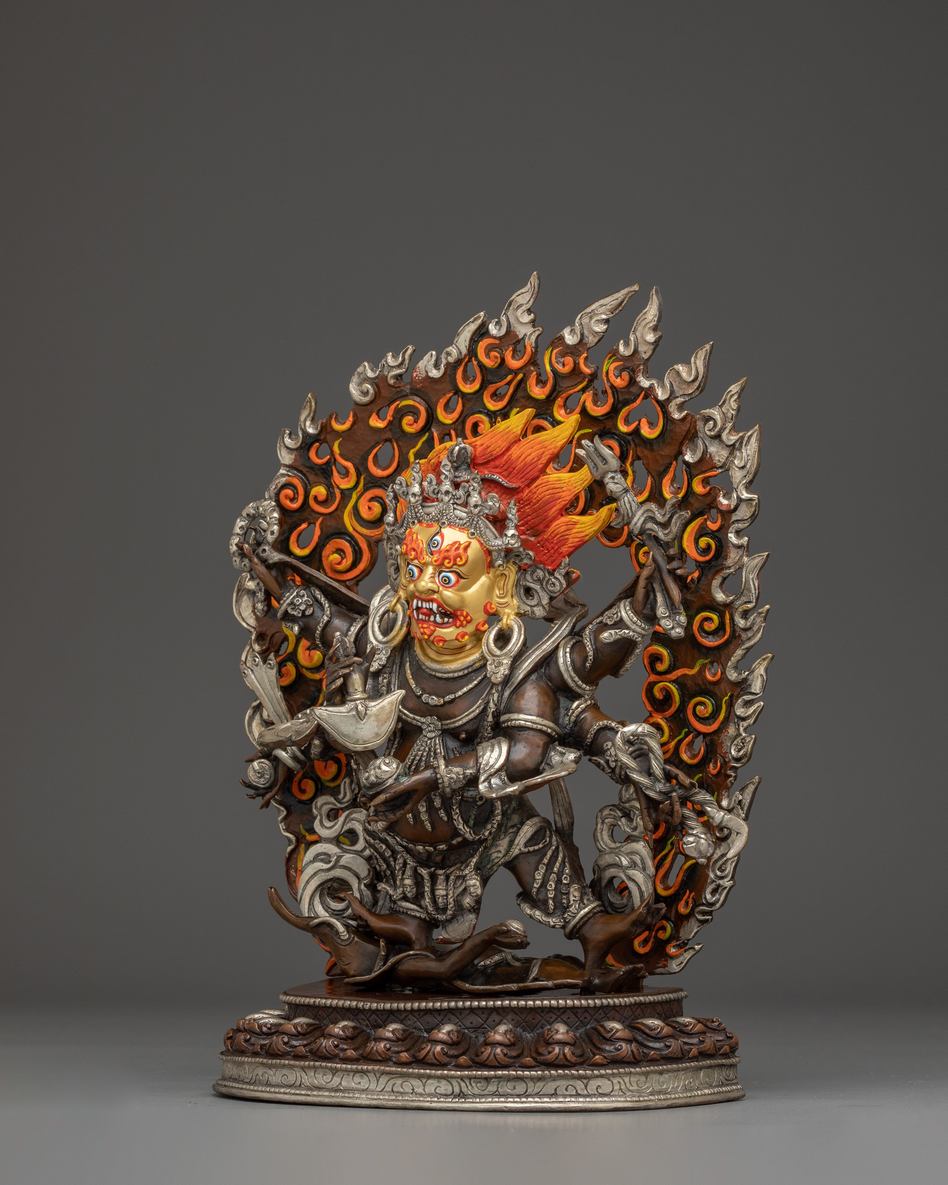 Six Armed Mahakala Statue: Buddhist Protector Deity