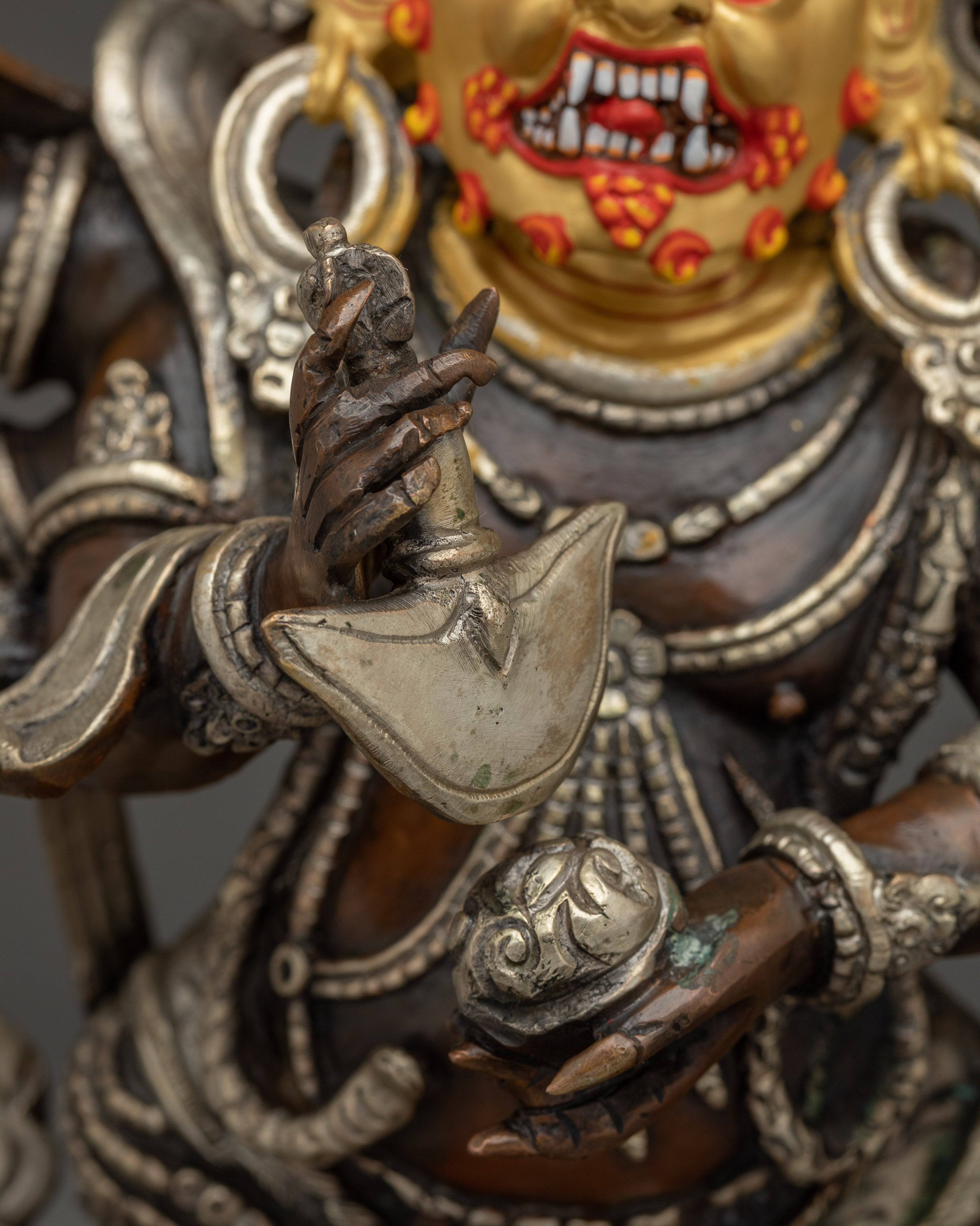Six Armed Mahakala Statue: Buddhist Protector Deity