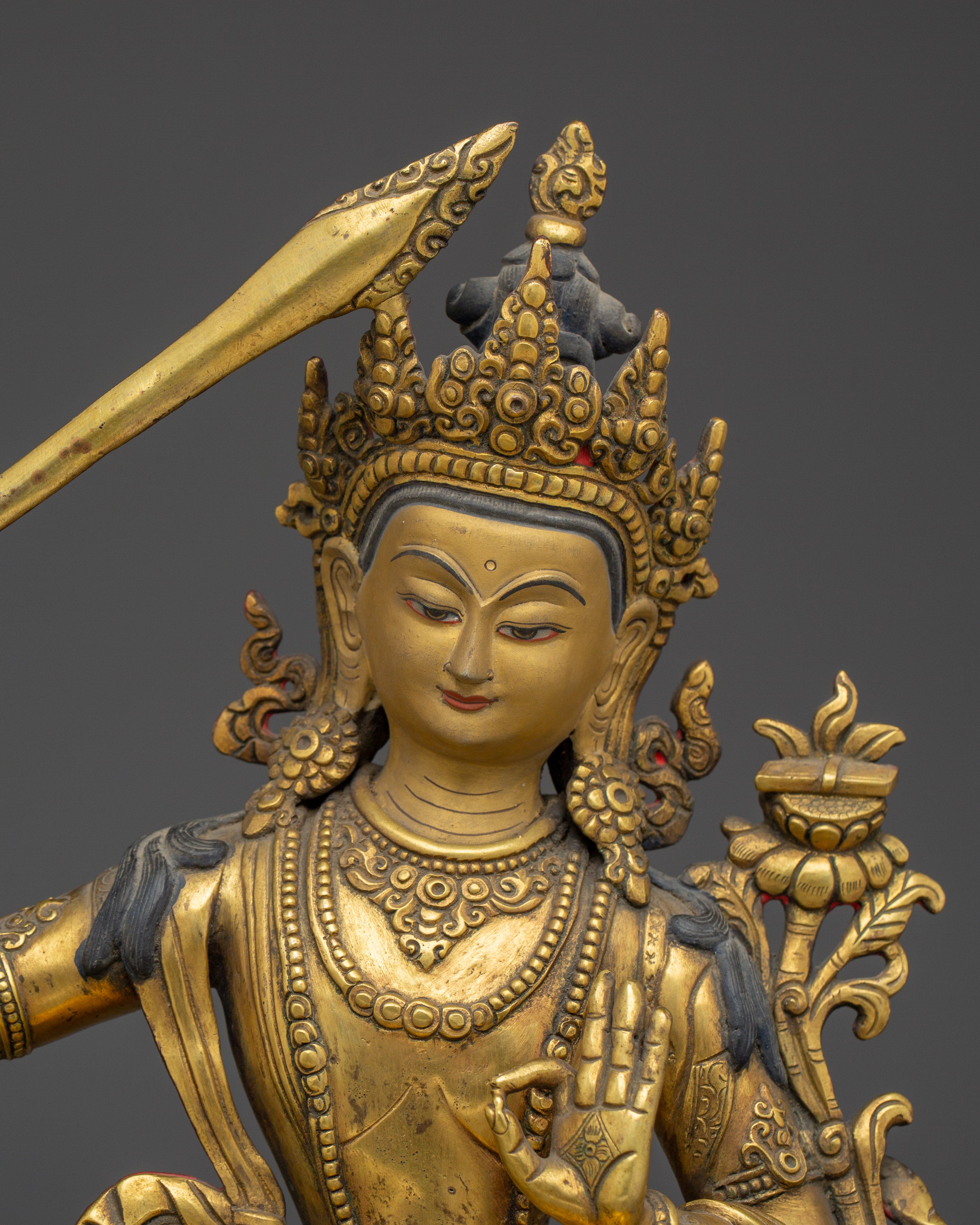 Tibetan Bodhisattva Manjushri Handmade Art | Buddhist Spiritual Decor
