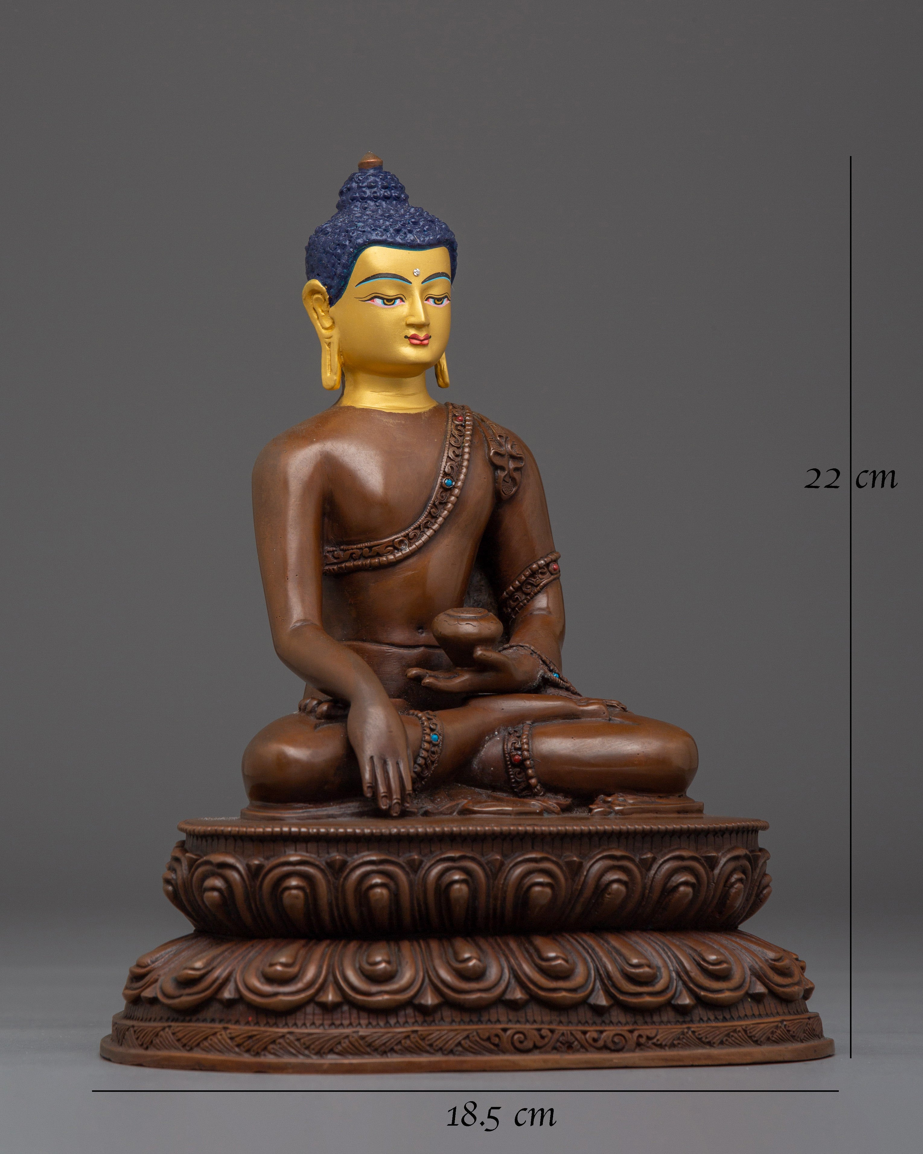 Oxidized copper Shakyamuni Buddha statue for Meditation