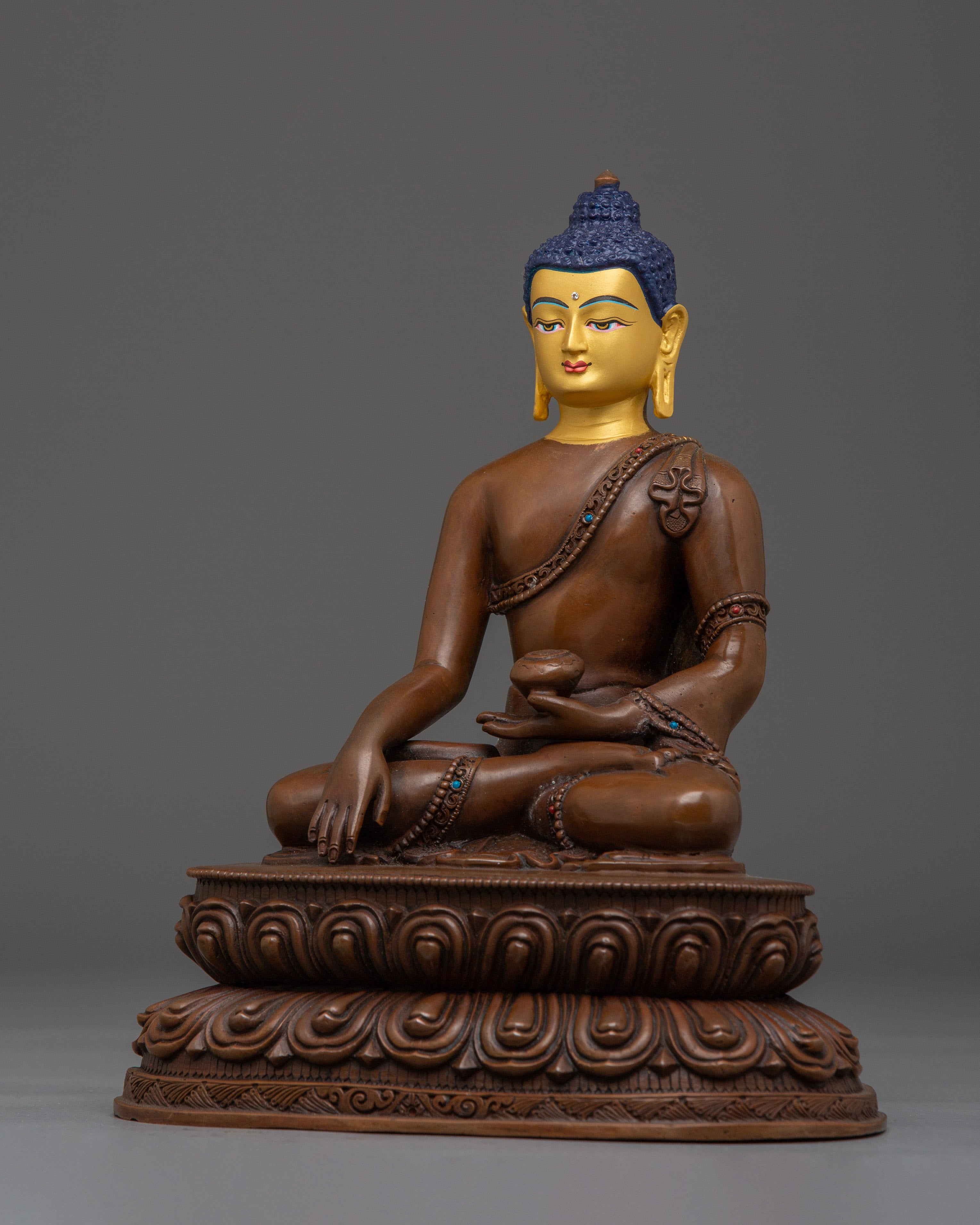 Oxidized copper Shakyamuni Buddha statue for Meditation | Spiritual Home Decor