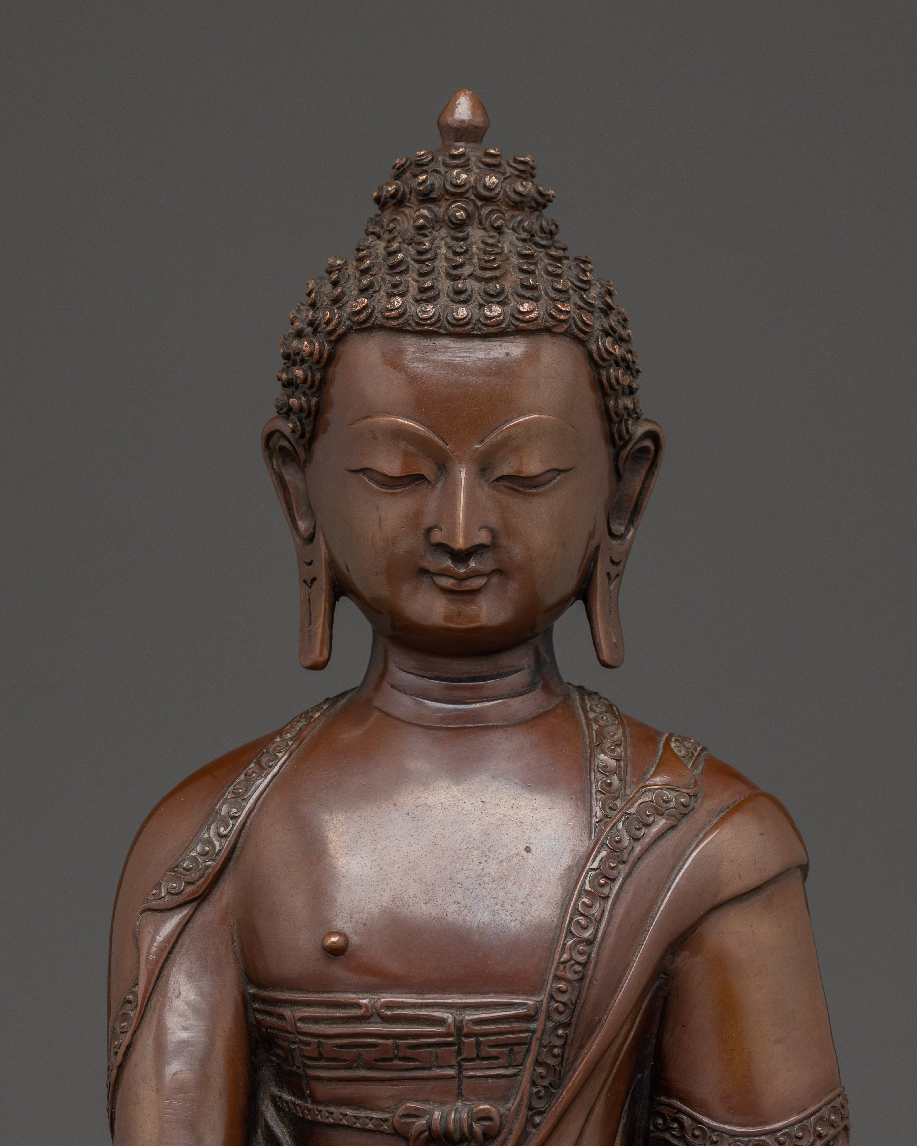 Shakyamuni Buddha Statue with Oxidized Copper | Meditation & Shrine Decor
