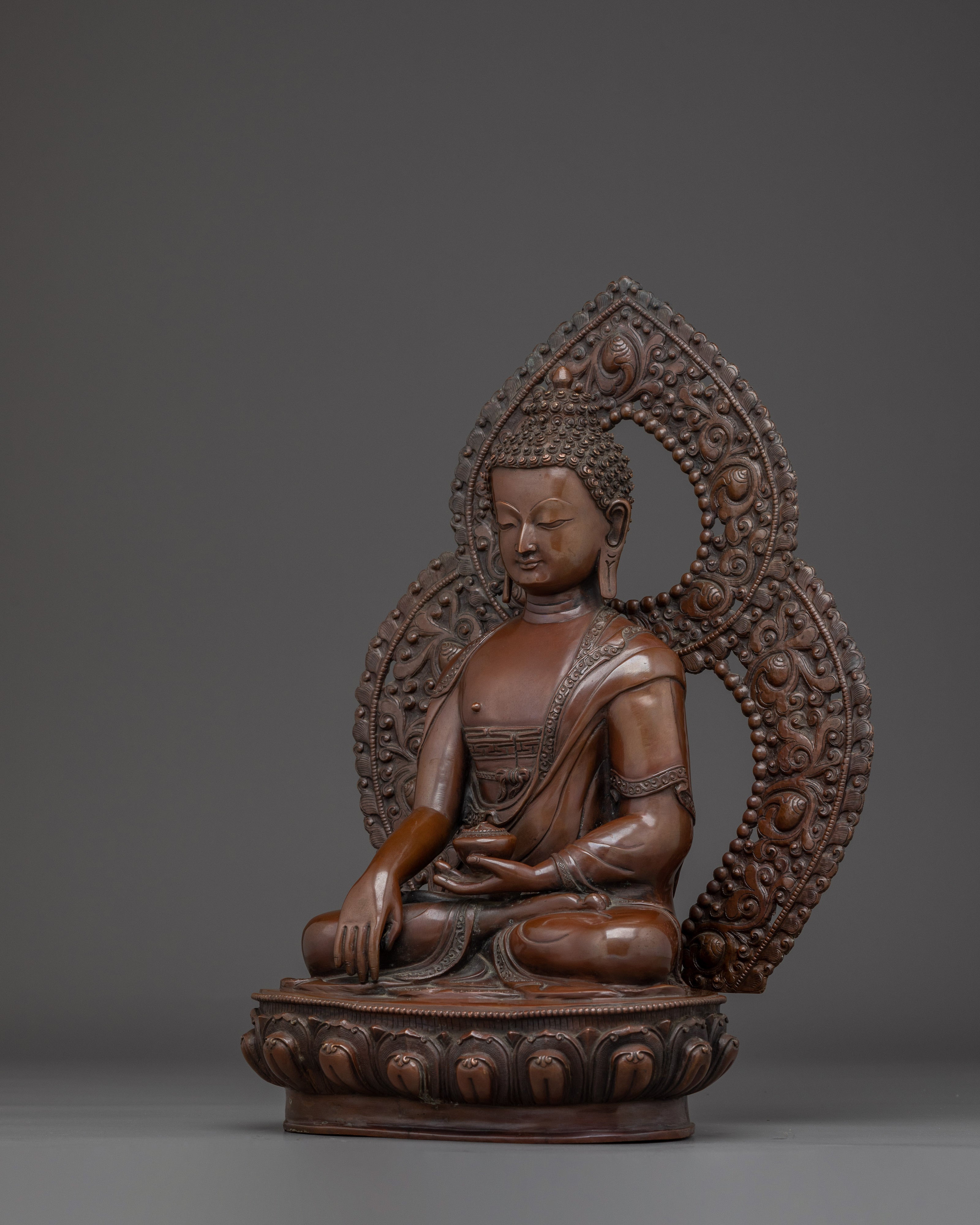 Shakyamuni Buddha Statue with Oxidized Copper | Meditation & Shrine Decor