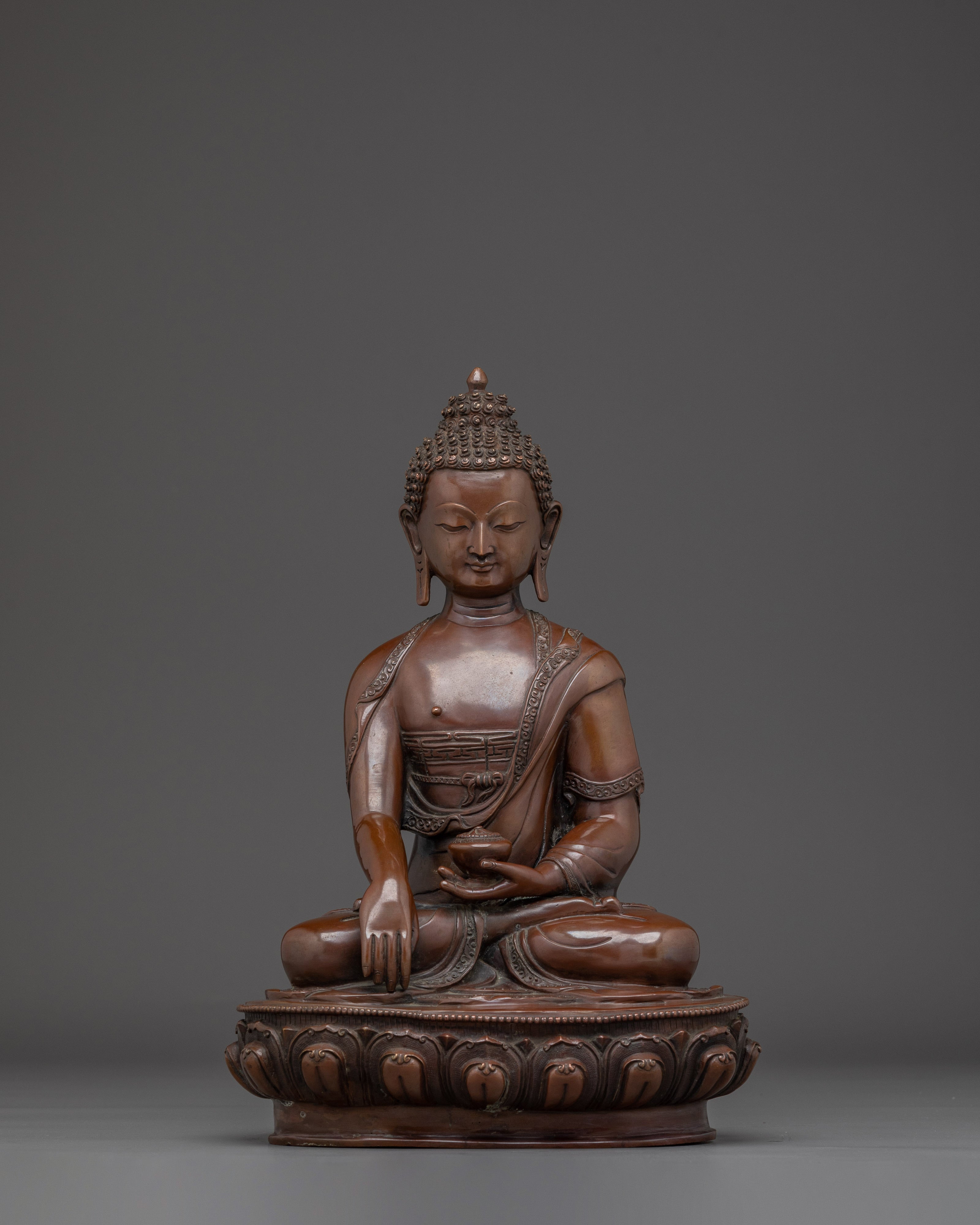 Shakyamuni Buddha Statue with Oxidized Copper | Meditation & Shrine Decor