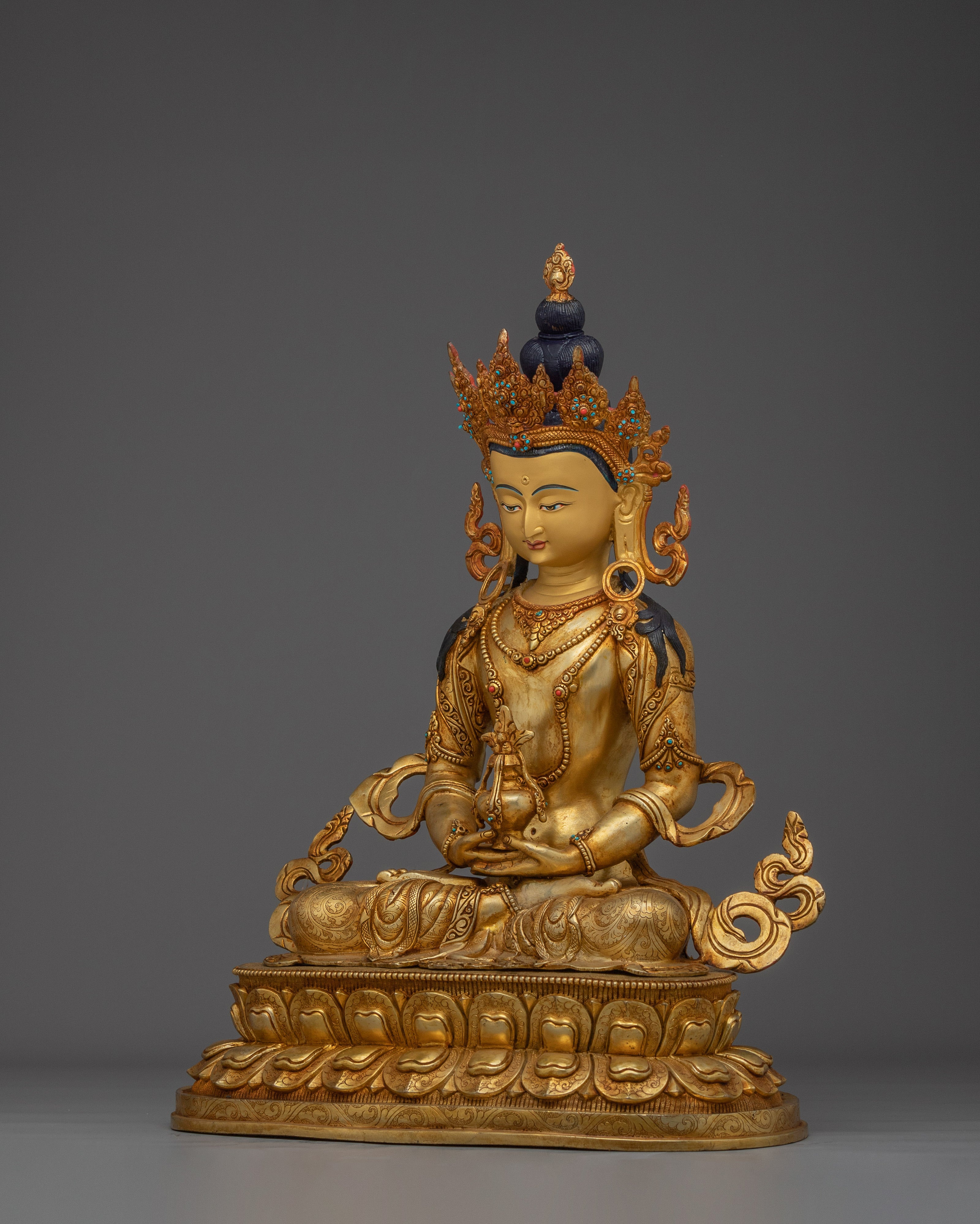 Sacred Amitayus Icon | Gold Gilded Tibetan Artwork