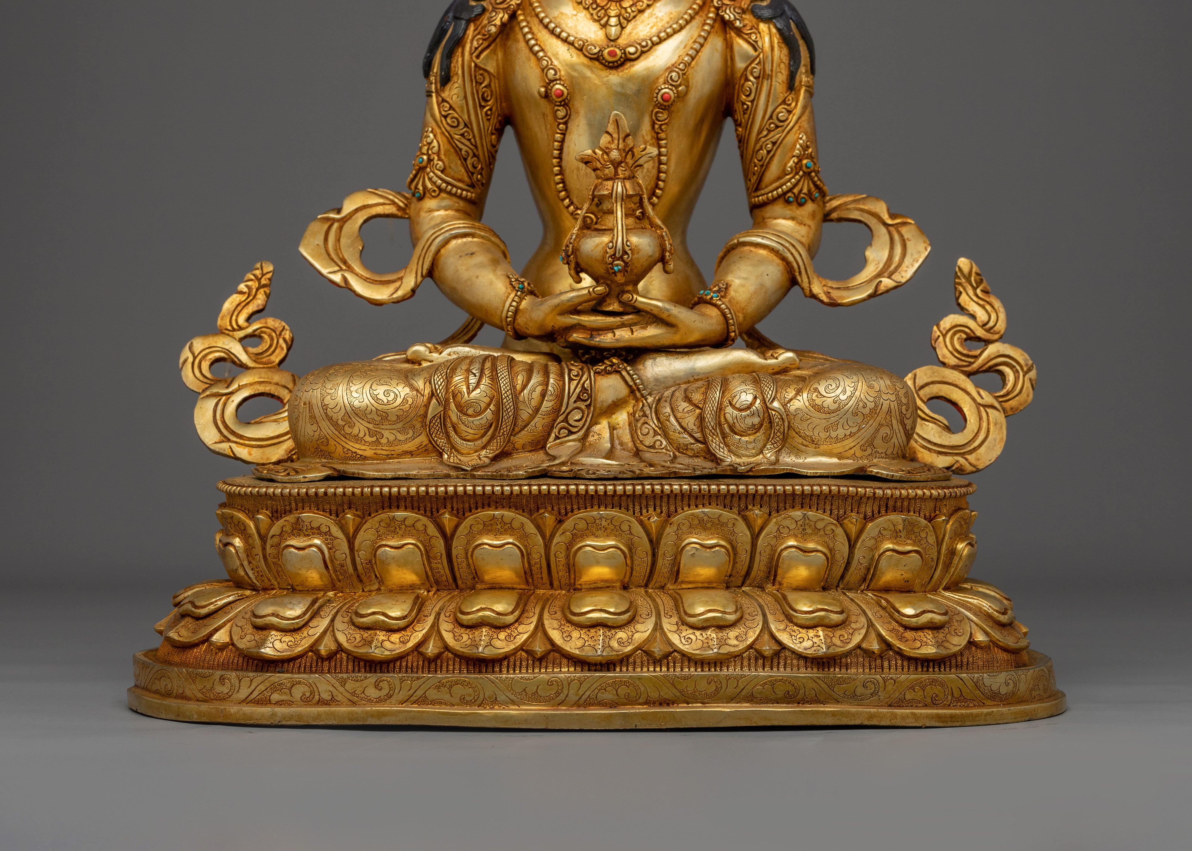 Sacred Amitayus Icon | Gold Gilded Tibetan Artwork
