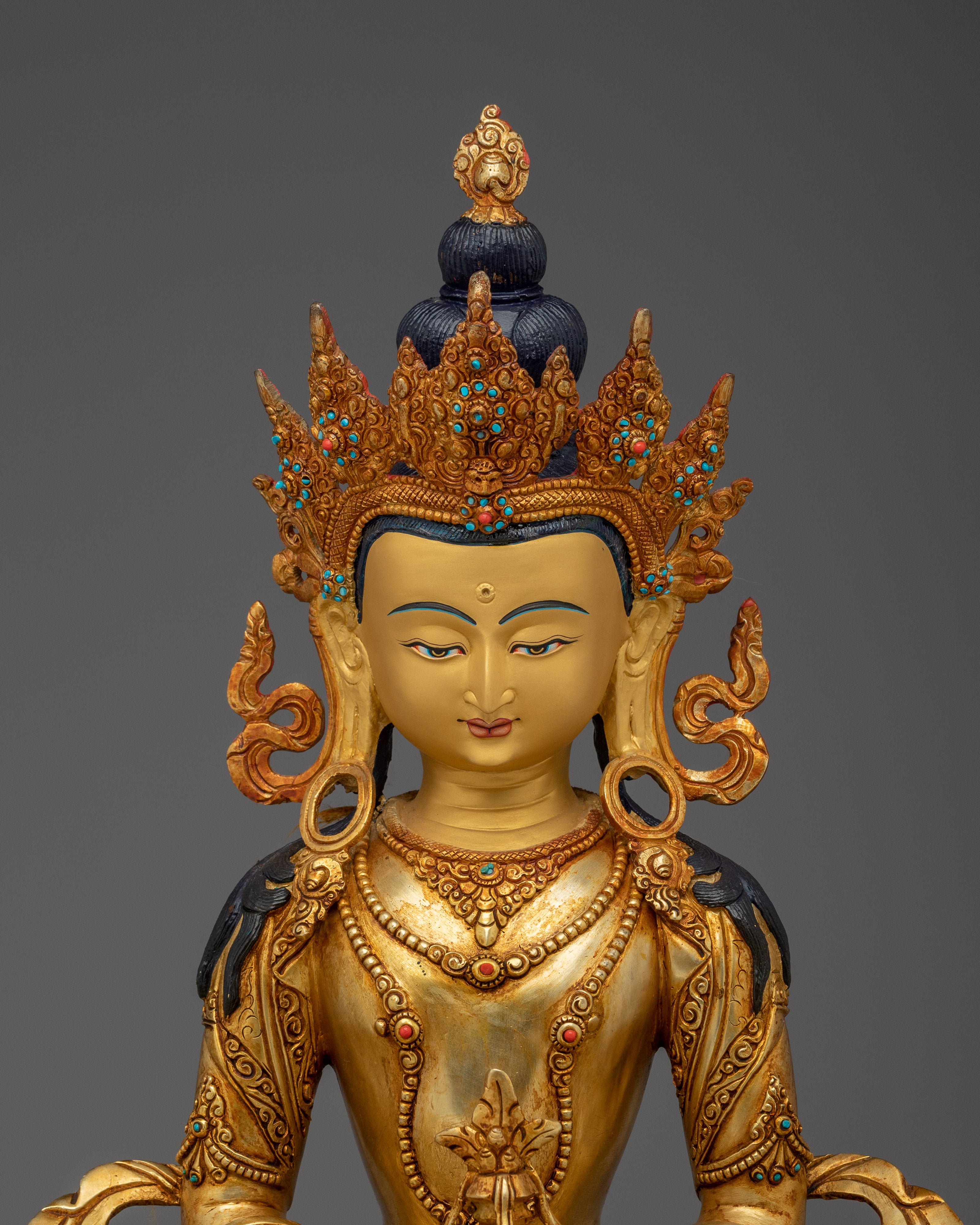 Sacred Amitayus Icon | Gold Gilded Tibetan Artwork