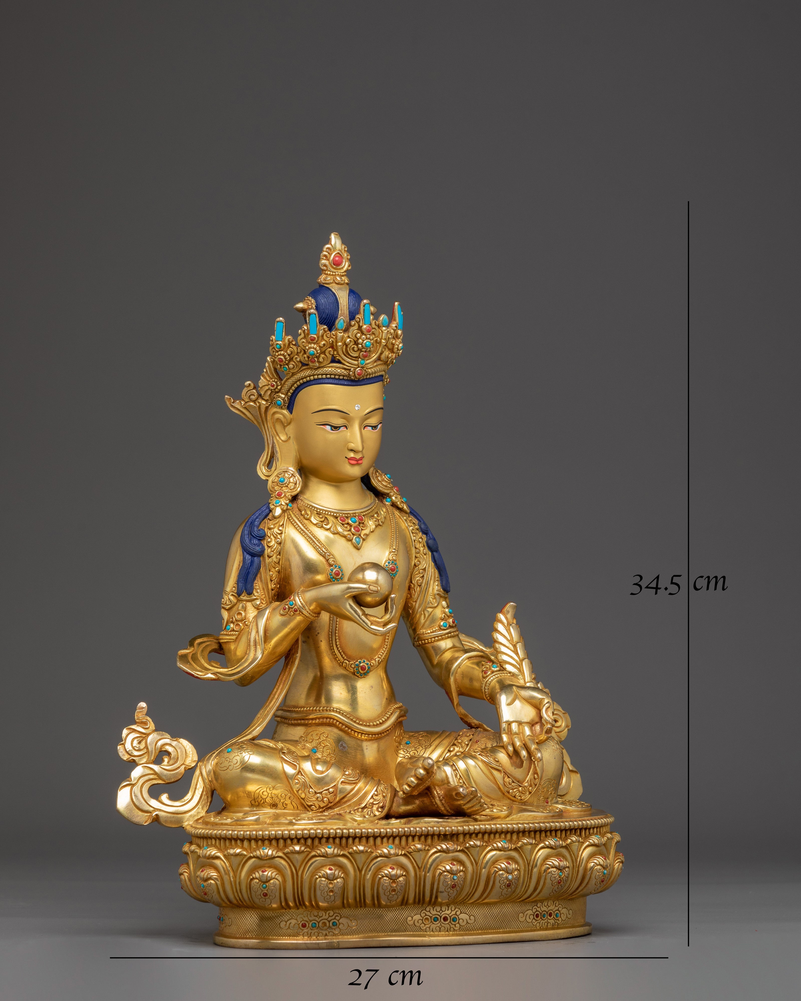 Golden Kshitigarbha Statue: Divine Bodhisattva 