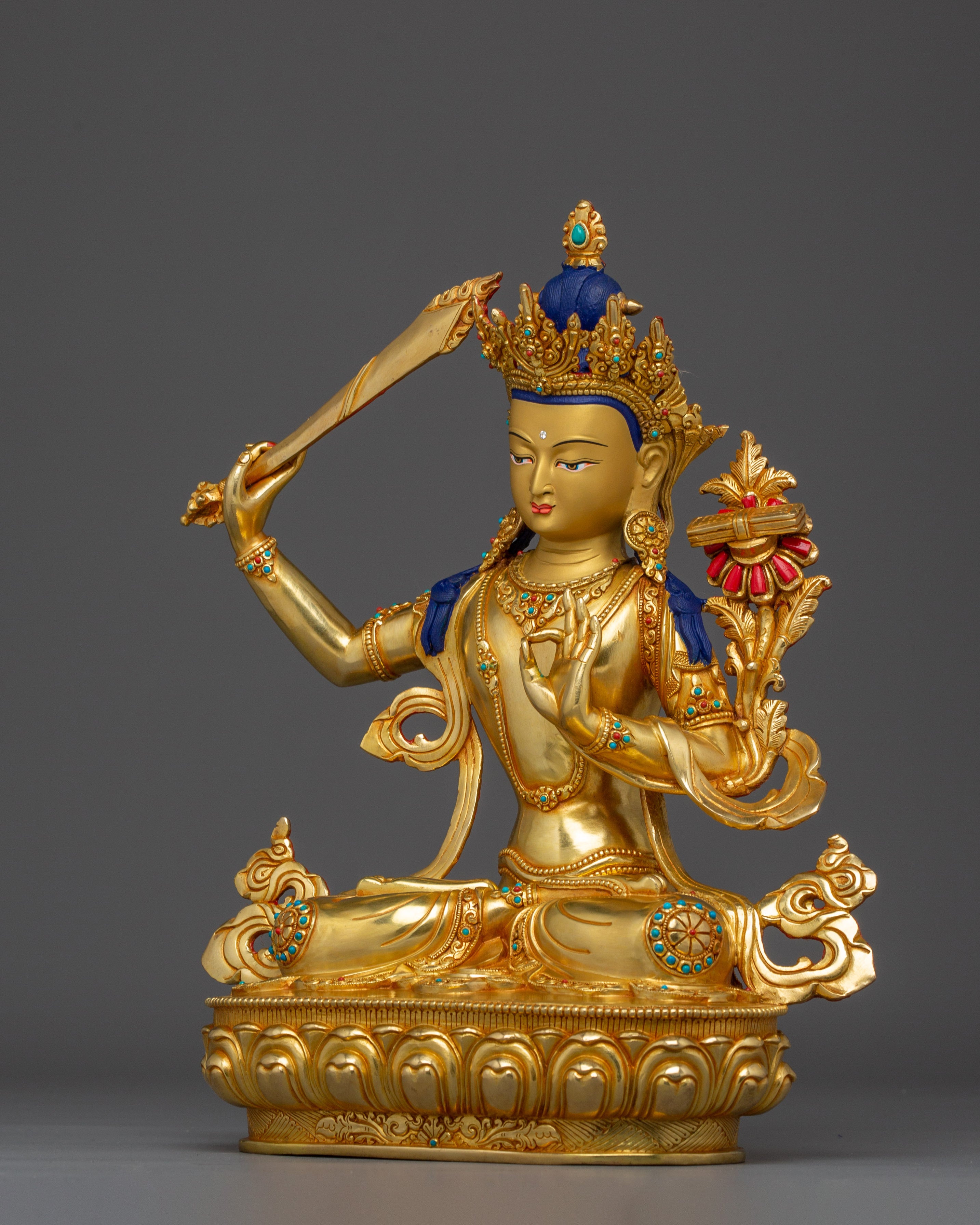 Manjushri, Guardian of Knowledge | Handcrafted Nepali Figure
