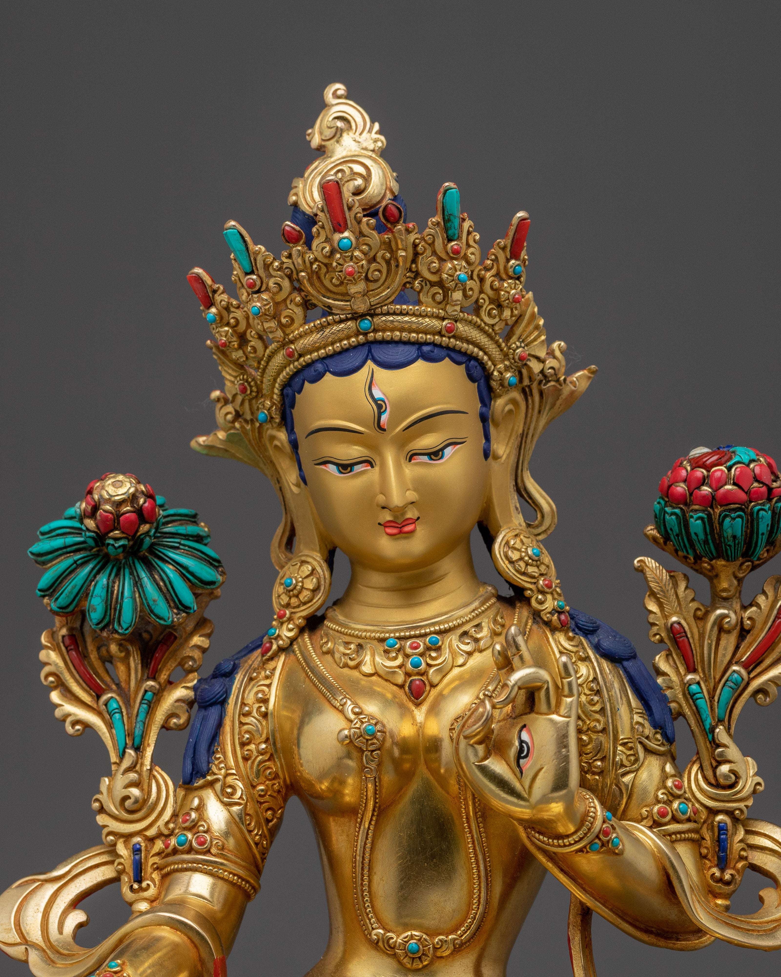 Serene White Tara Figure | Compassionate Tibetan Deity of Life and Peace