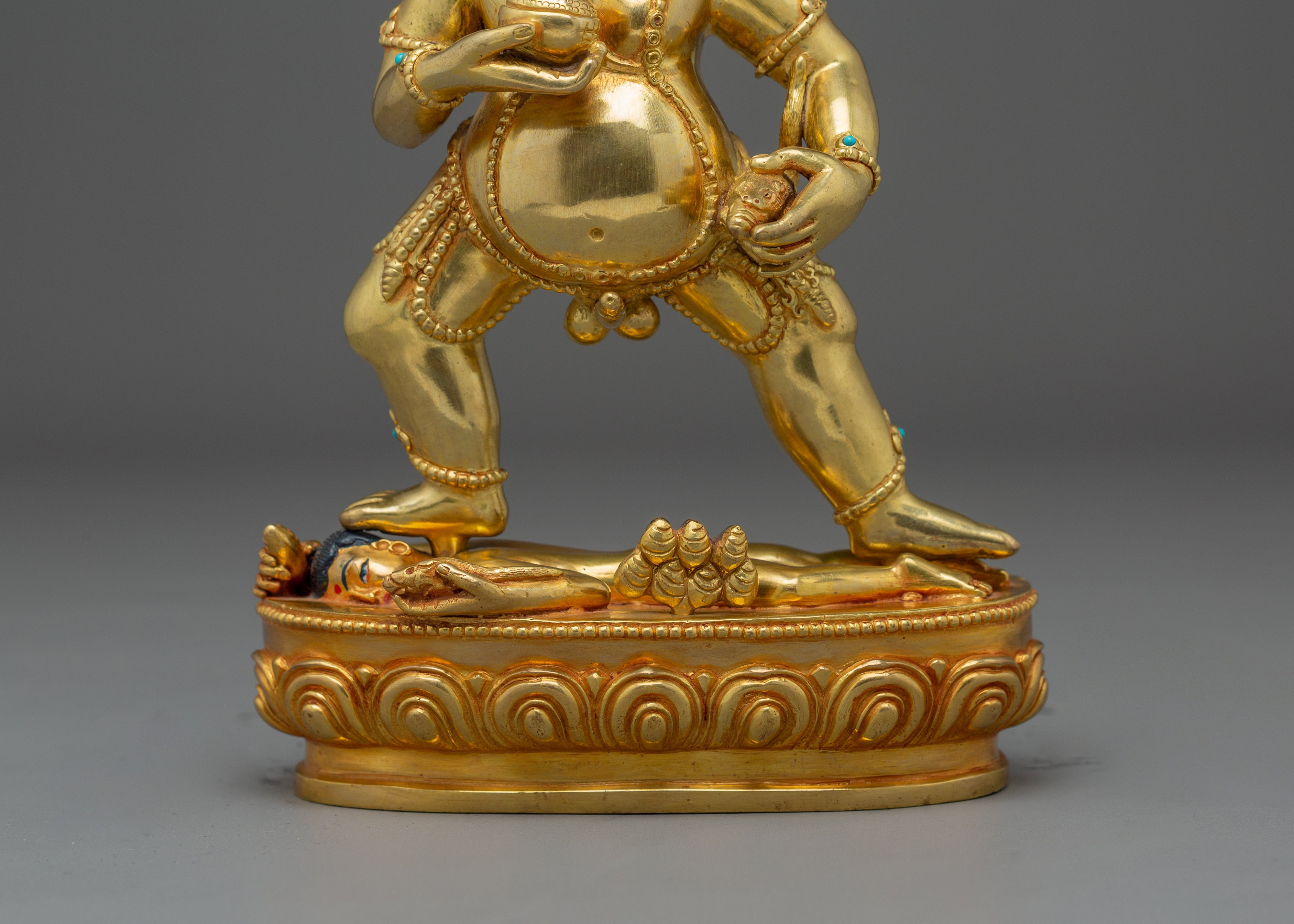 Black Dzambhala, Wrathful Wealth Deity | Gold Gilded Tibetan Statue
