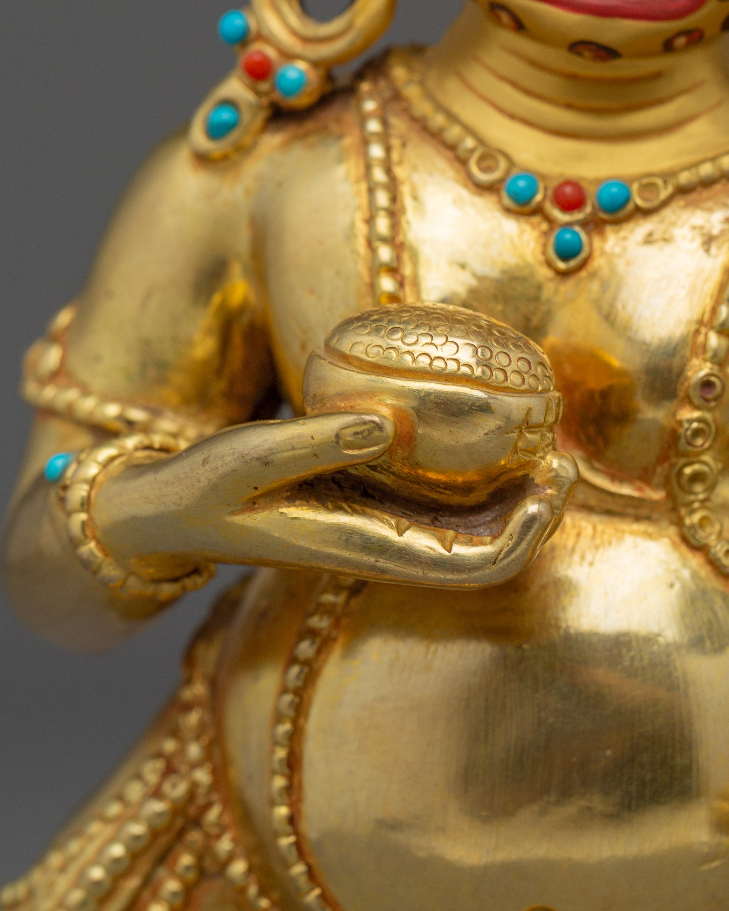 Black Dzambhala, Wrathful Wealth Deity | Gold Gilded Tibetan Statue
