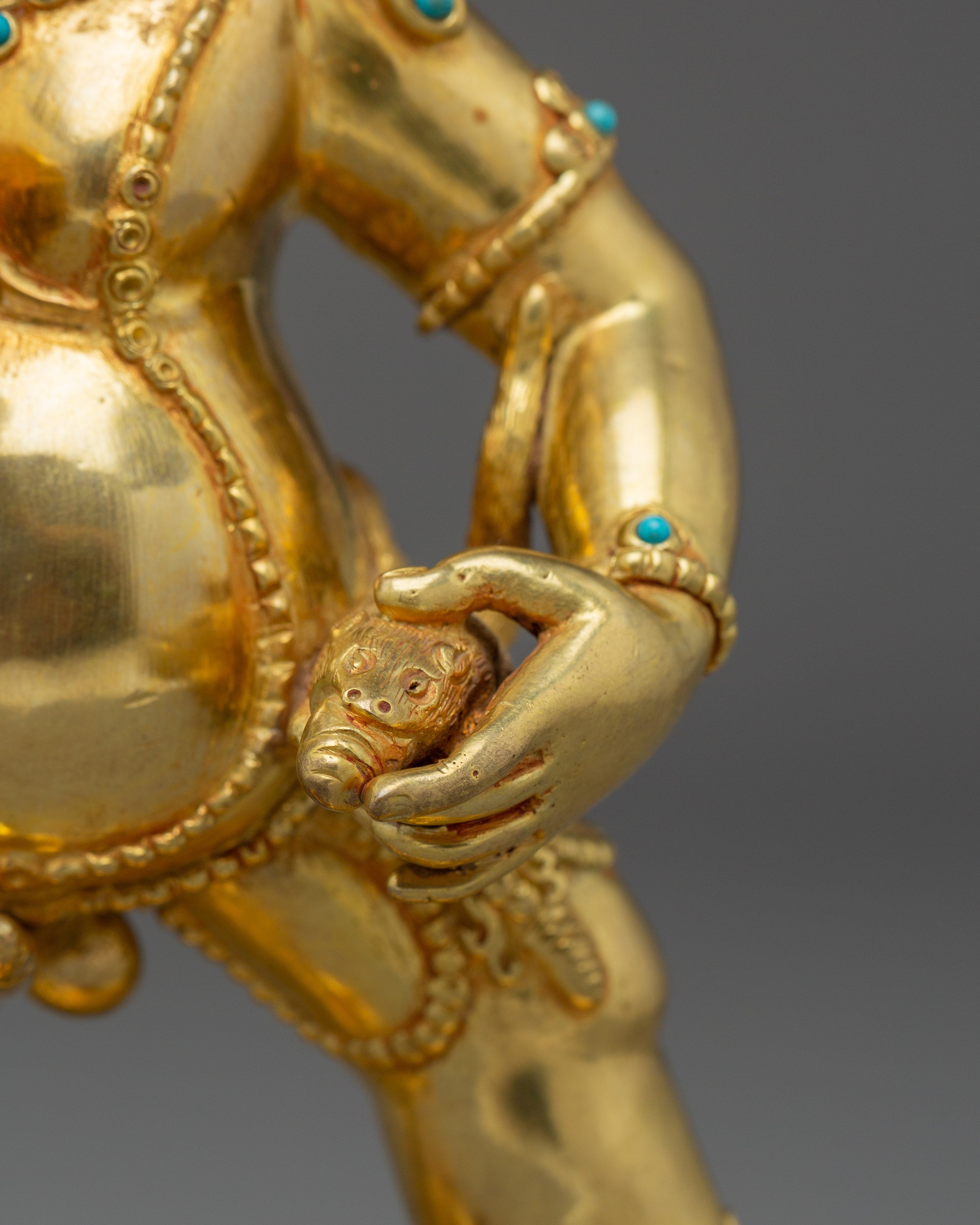Black Dzambhala, Wrathful Wealth Deity | Gold Gilded Tibetan Statue