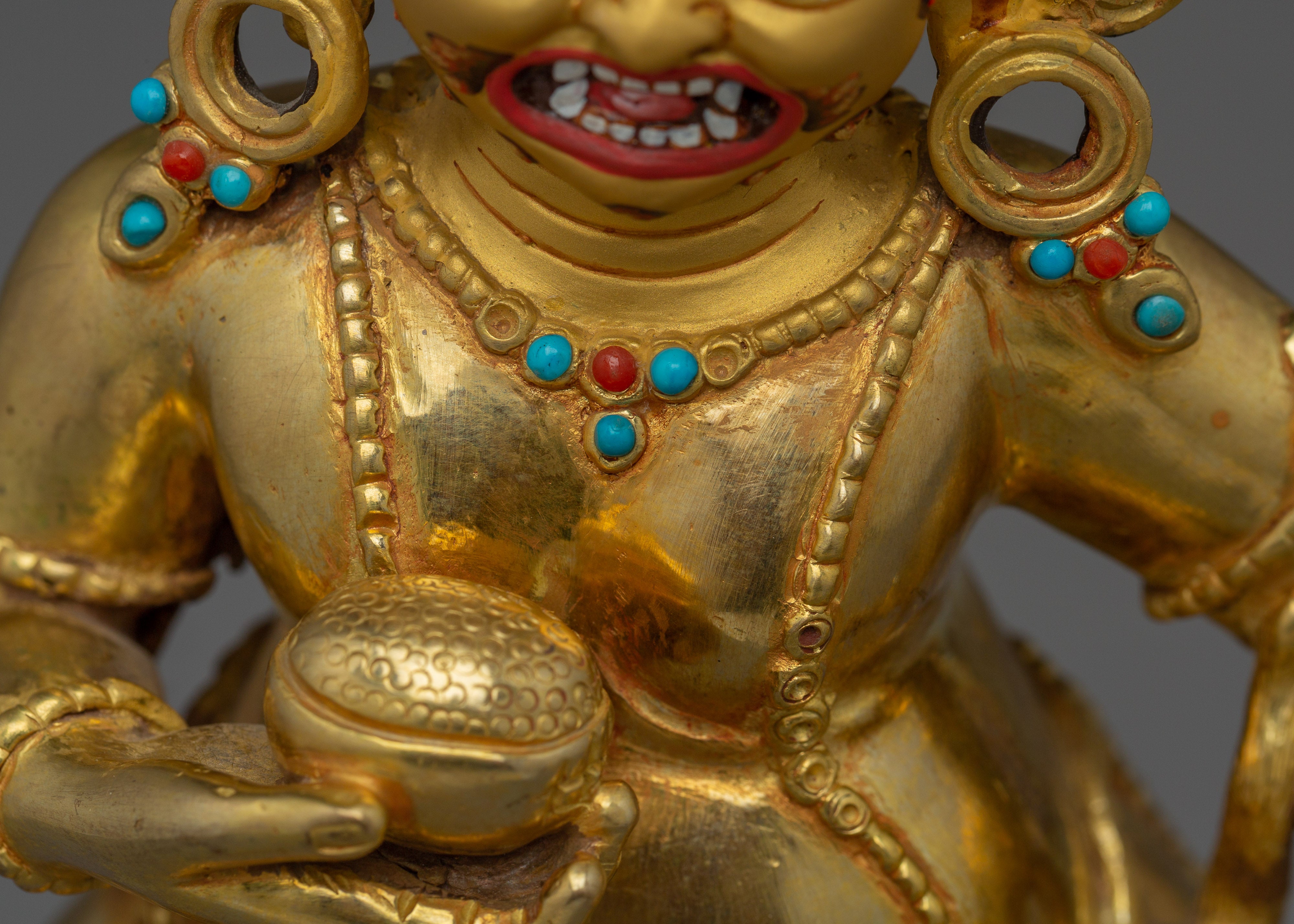 Black Dzambhala, Wrathful Wealth Deity | Gold Gilded Tibetan Statue