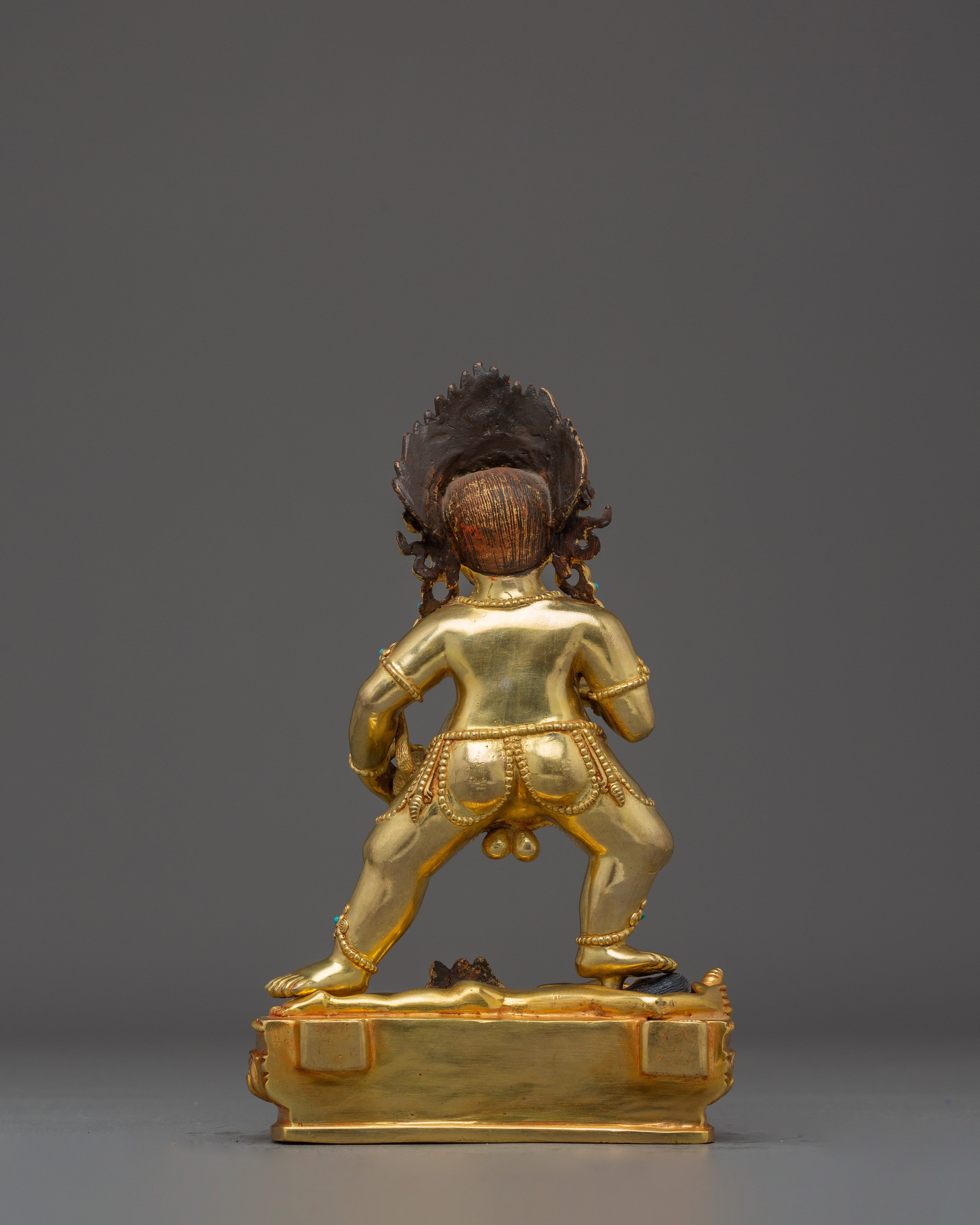 Black Dzambhala, Wrathful Wealth Deity | Gold Gilded Tibetan Statue