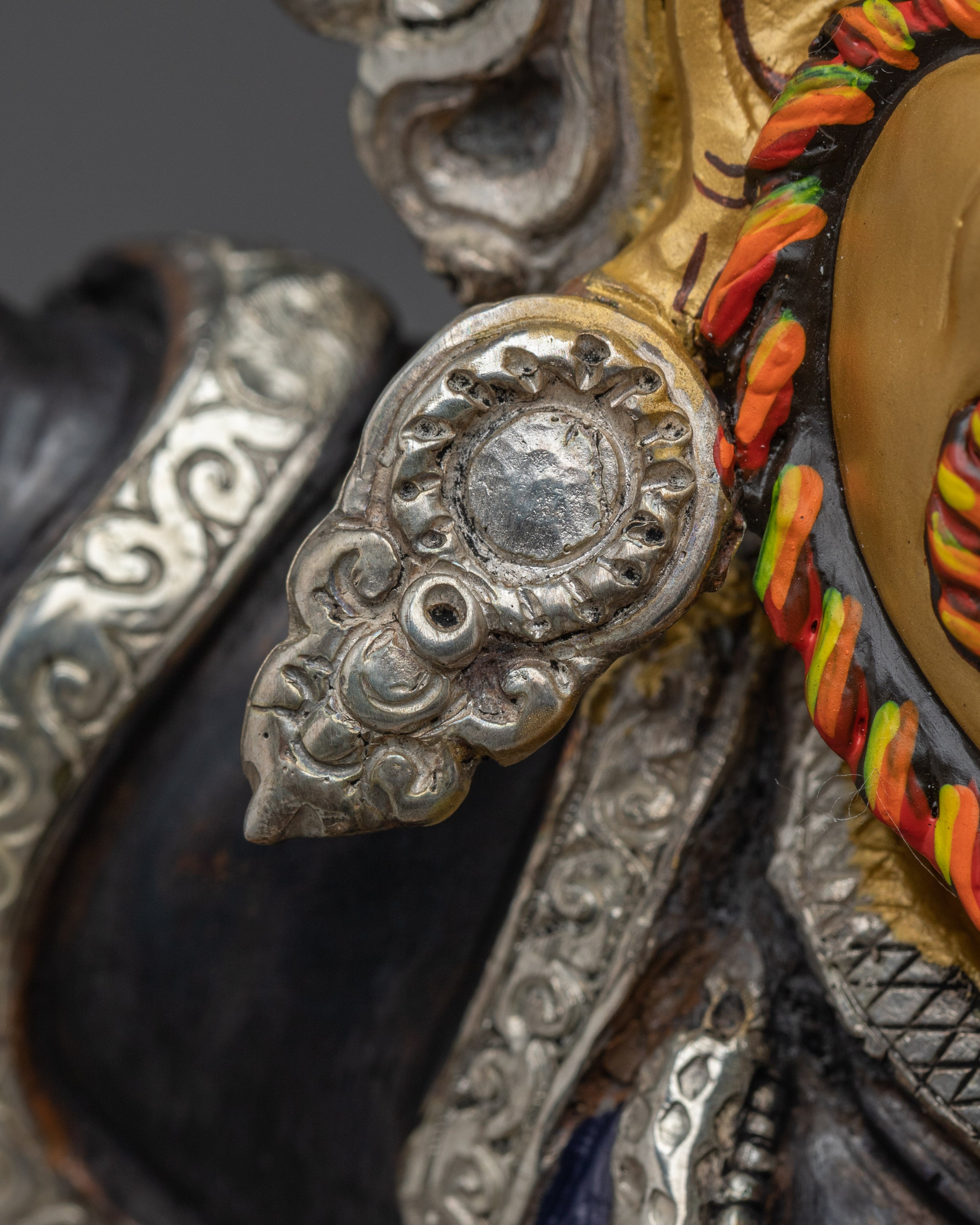 Silver-plated Mahakala Bernagchen statue | Spiritual Protection & Devotion