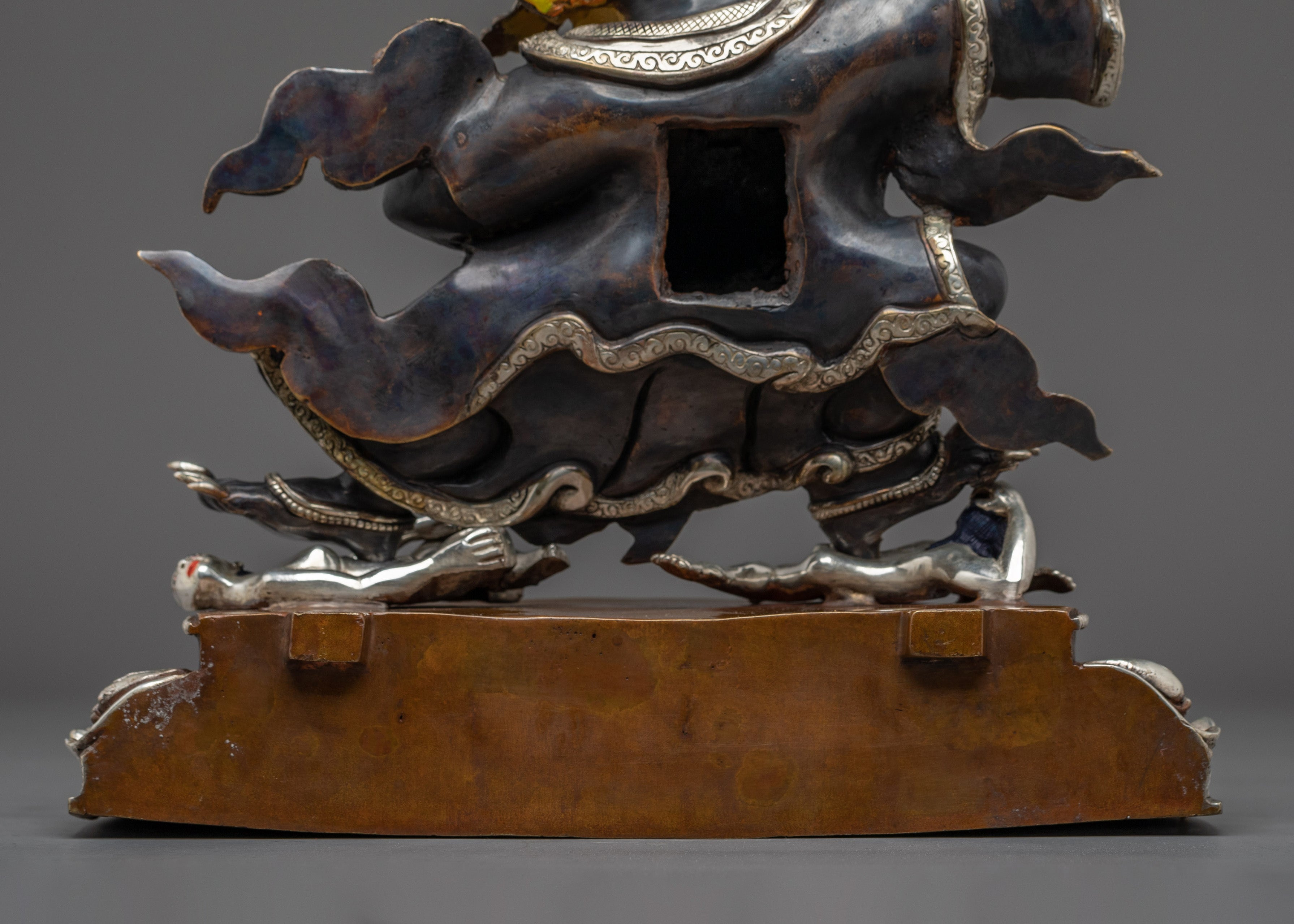 Silver-plated Mahakala Bernagchen statue | Spiritual Protection & Devotion