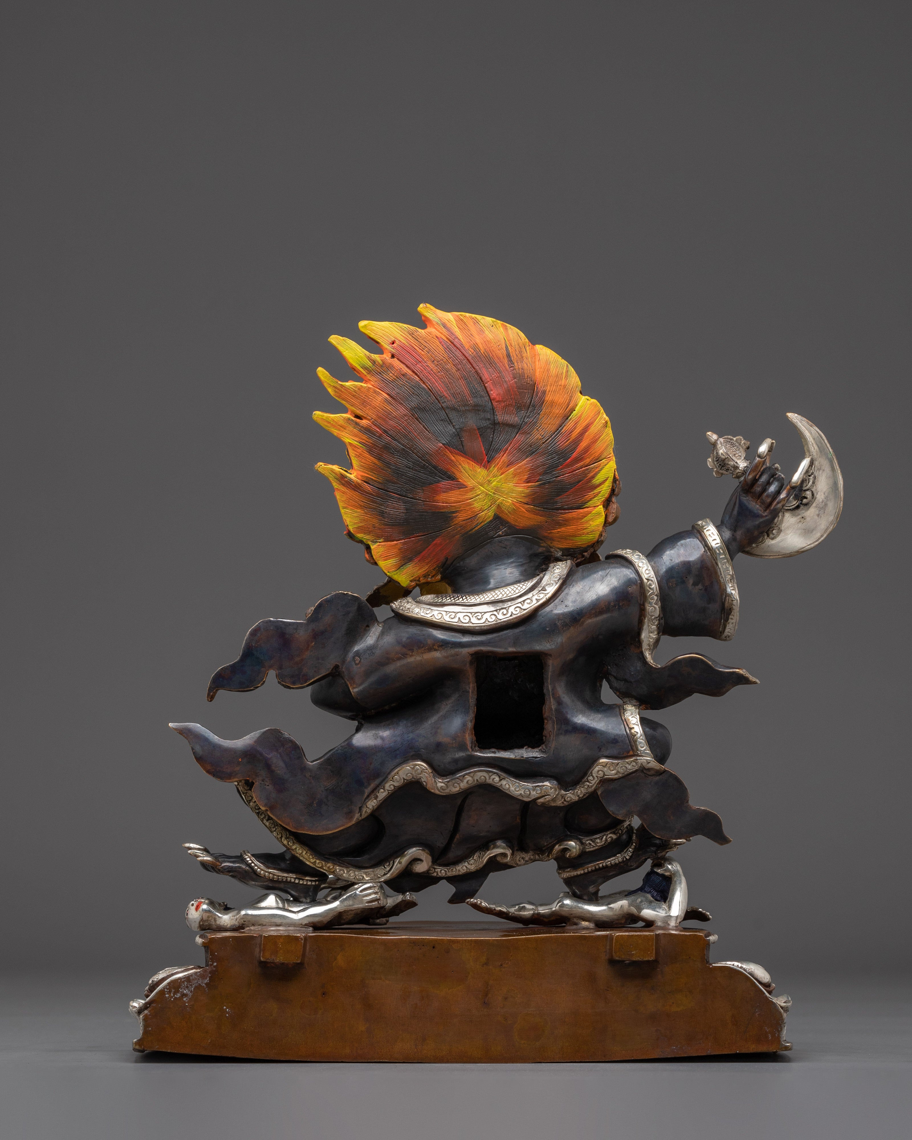 Silver-plated Mahakala Bernagchen statue | Spiritual Protection & Devotion