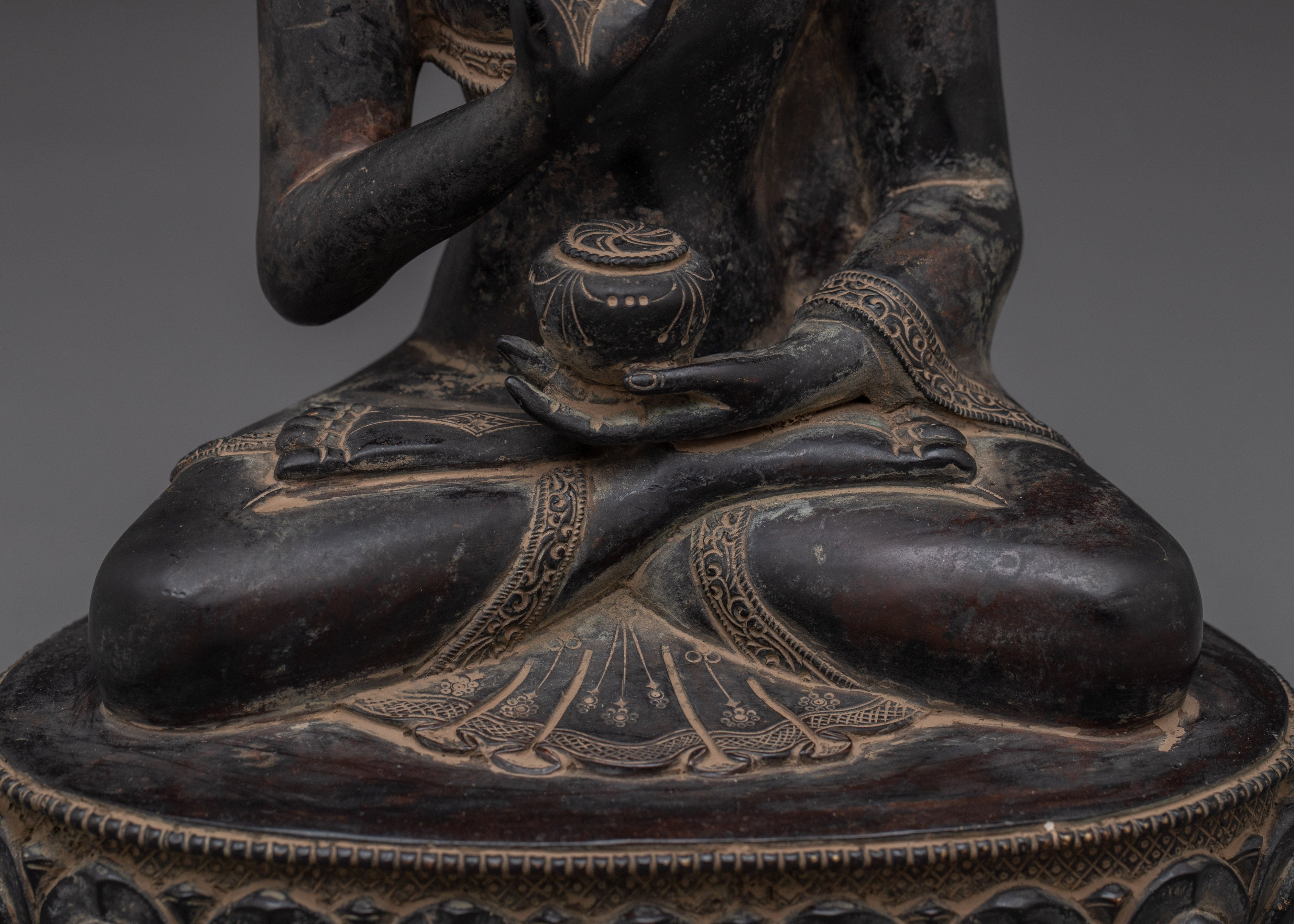 Buddha Amogasiddhi Copper Statue | Divine Dhyani Buddha