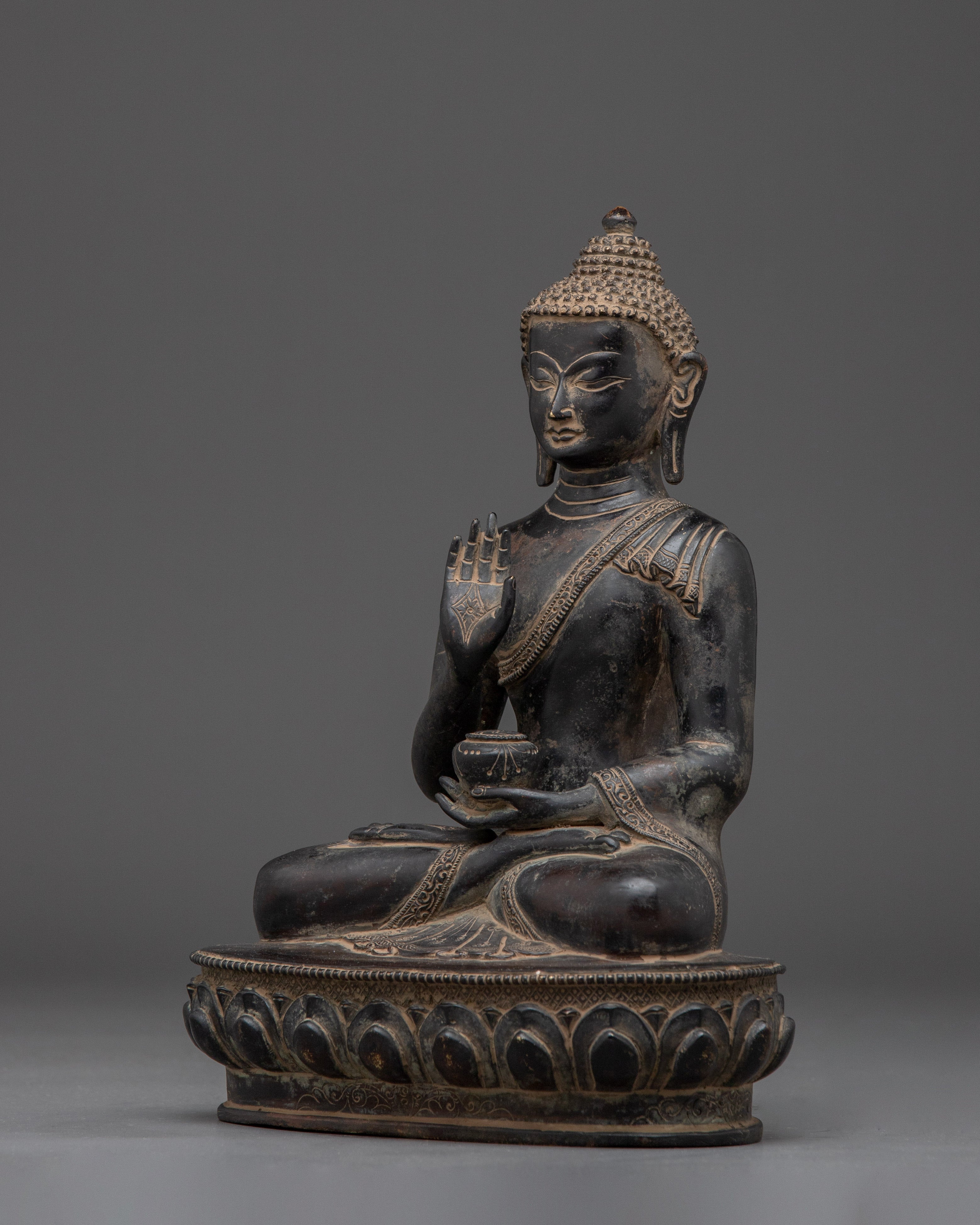 Buddha Amogasiddhi Copper Statue | Divine Dhyani Buddha