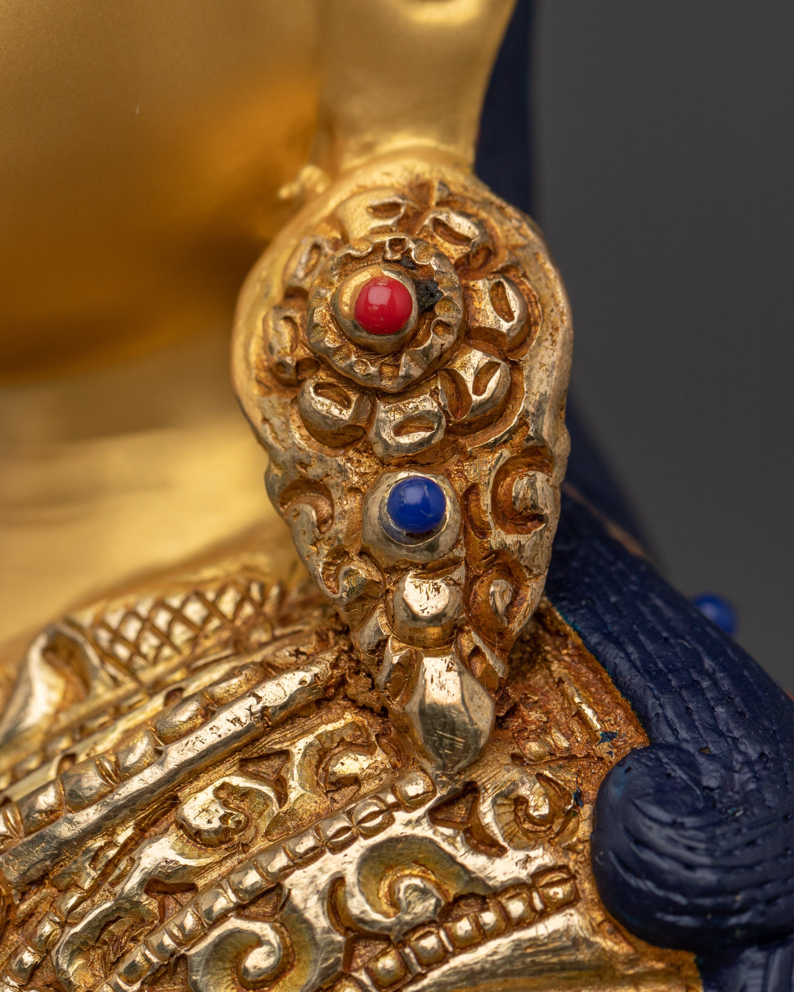 Gemstone-Adorned 24K Gold Guru Rinpoche Statue | Meditation & Protection