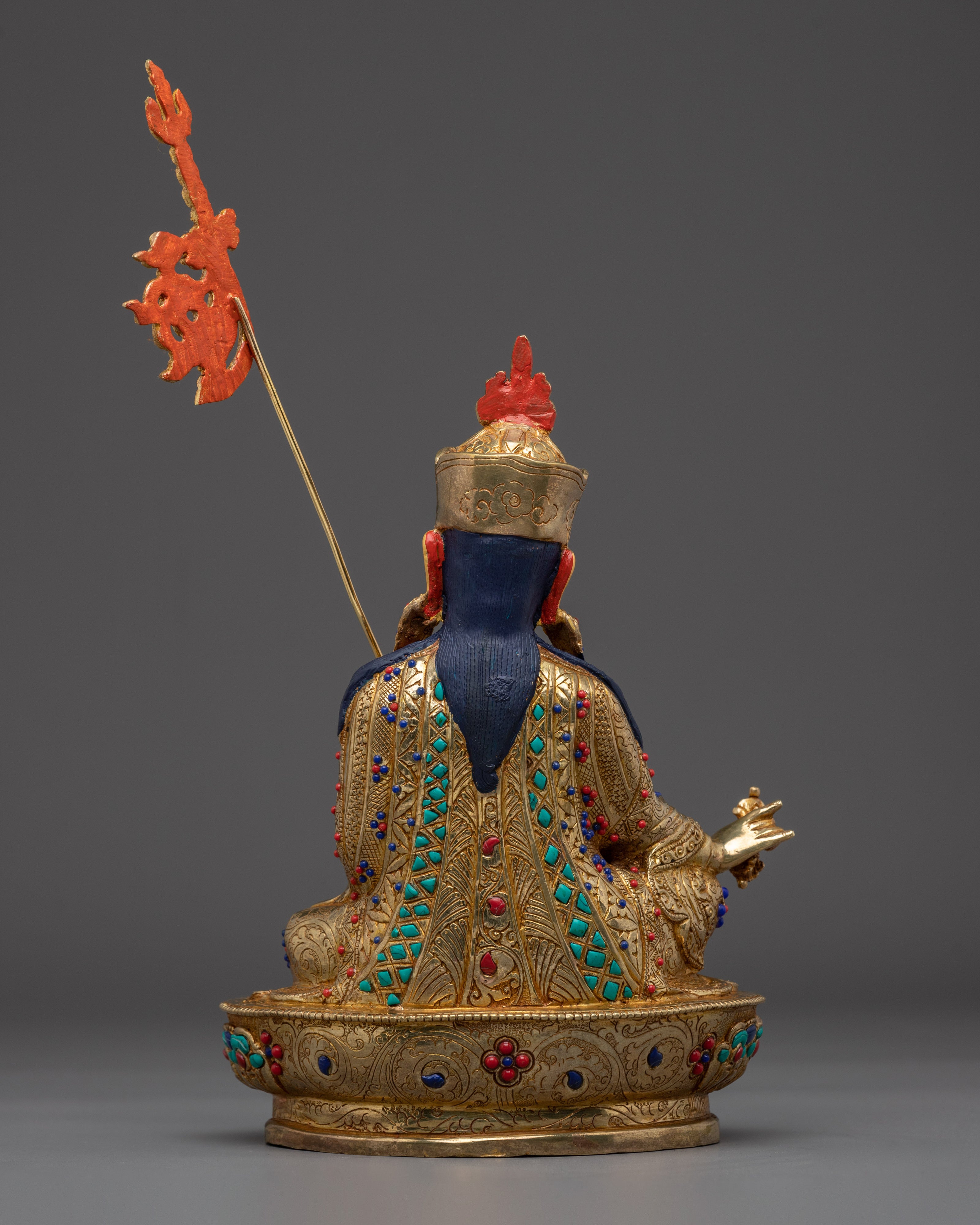 Gemstone-Adorned 24K Gold Guru Rinpoche Statue | Meditation & Protection