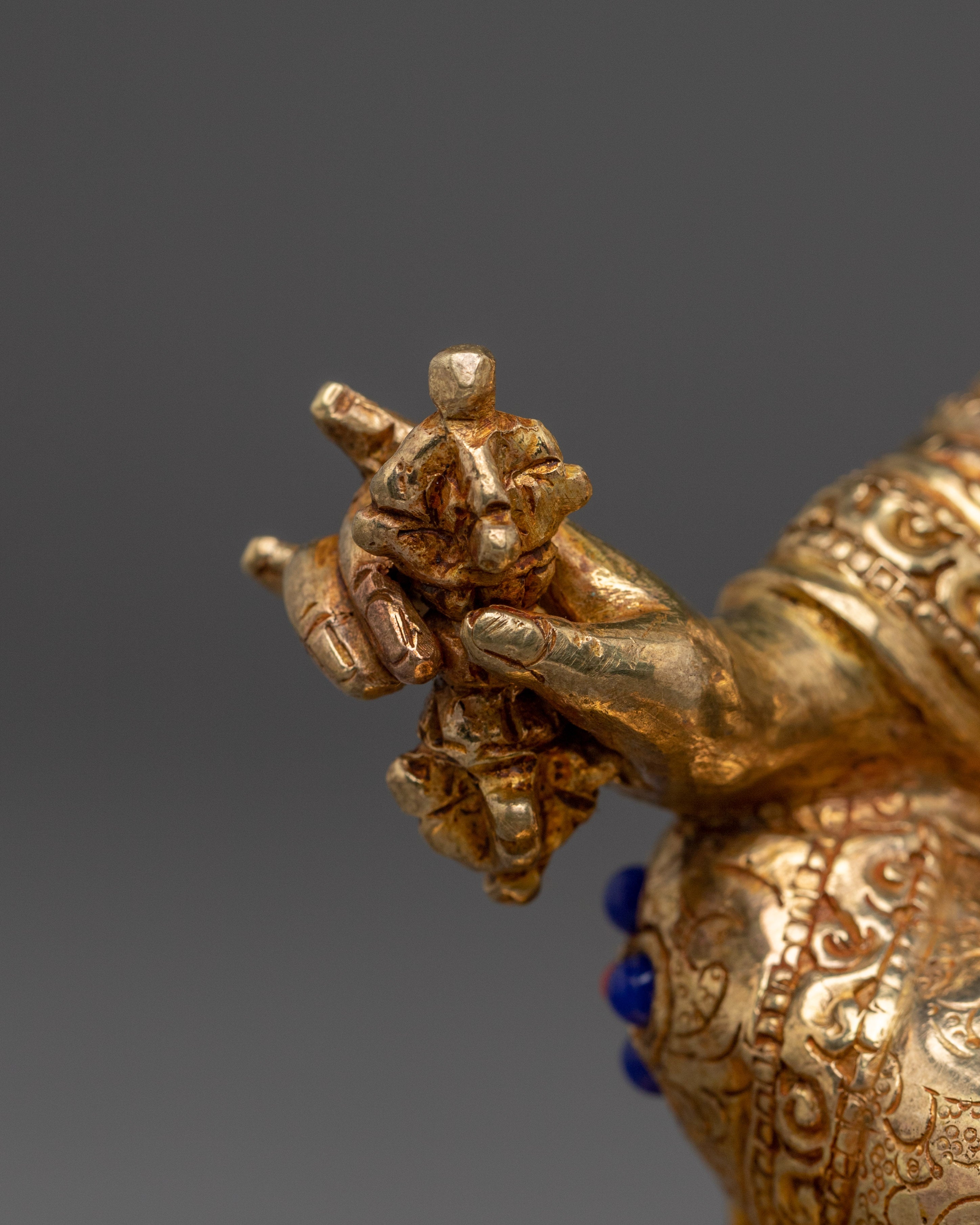 Gemstone-Adorned 24K Gold Guru Rinpoche Statue | Meditation & Protection