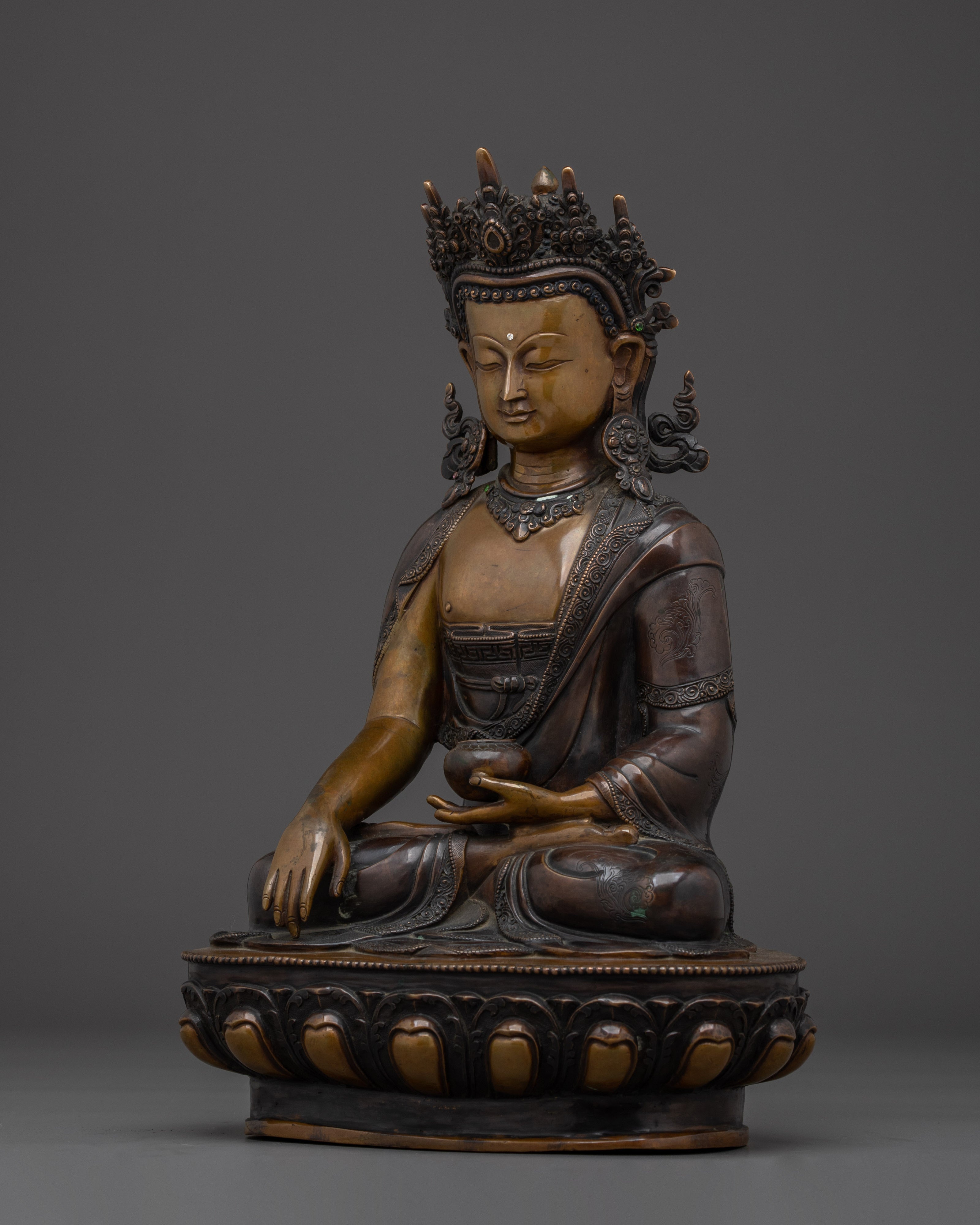 Sacred Crown Shakyamuni Buddha Sculpture | Seated Enlightened Sage