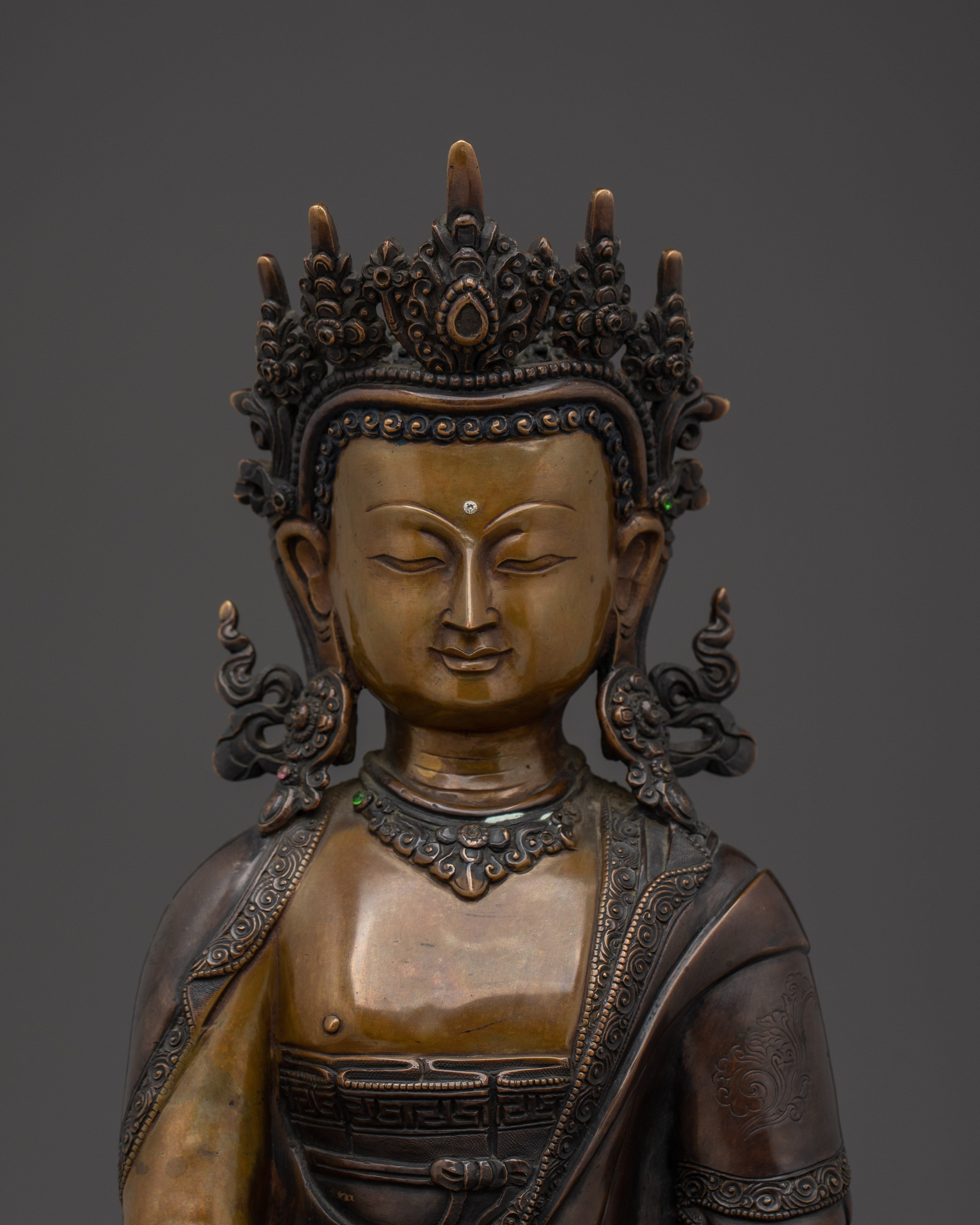 Sacred Crown Shakyamuni Buddha Sculpture | Seated Enlightened Sage