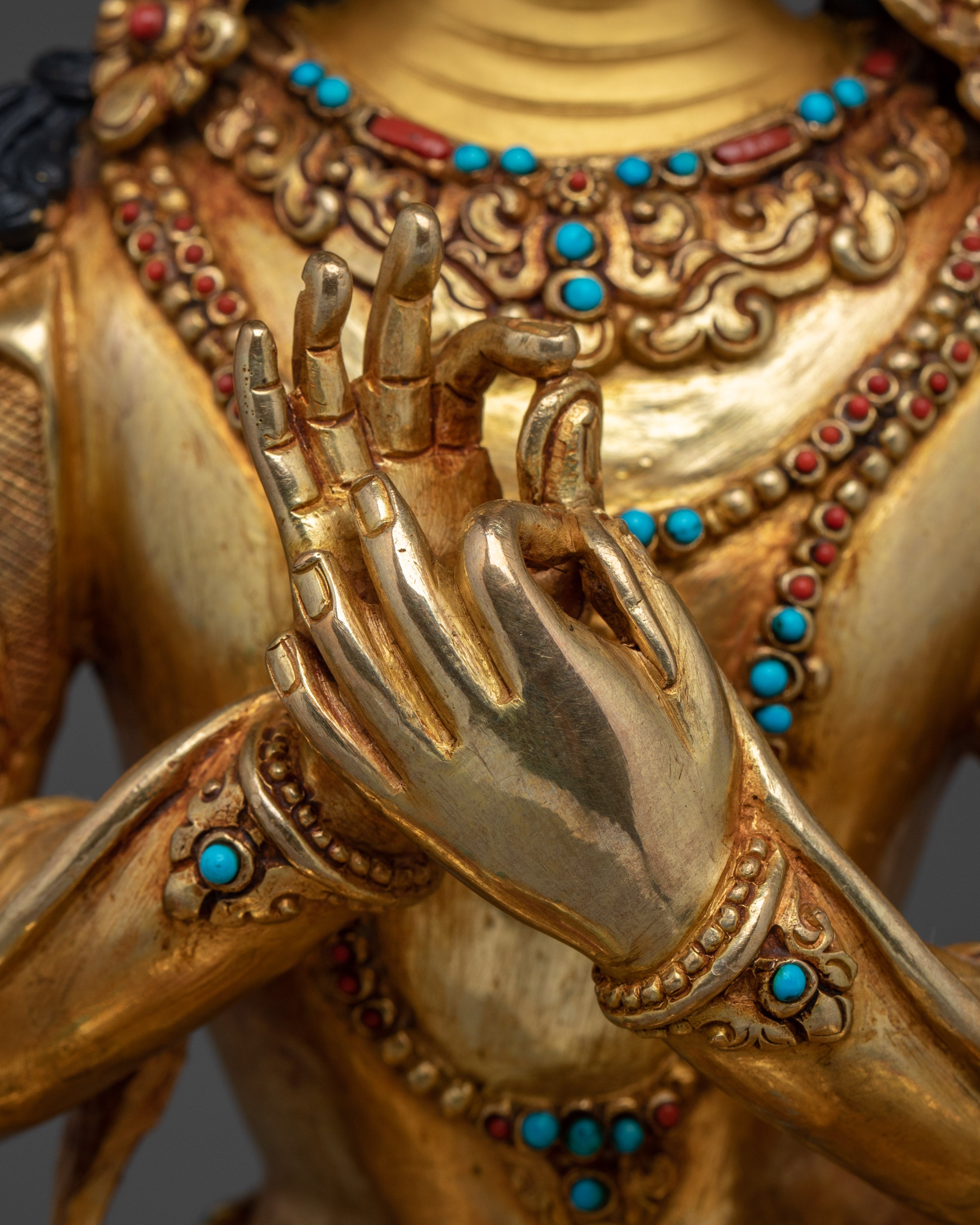 Manjushri Statue in 24K Gold Gilding and Copper | Bodhisattva of Wisdom