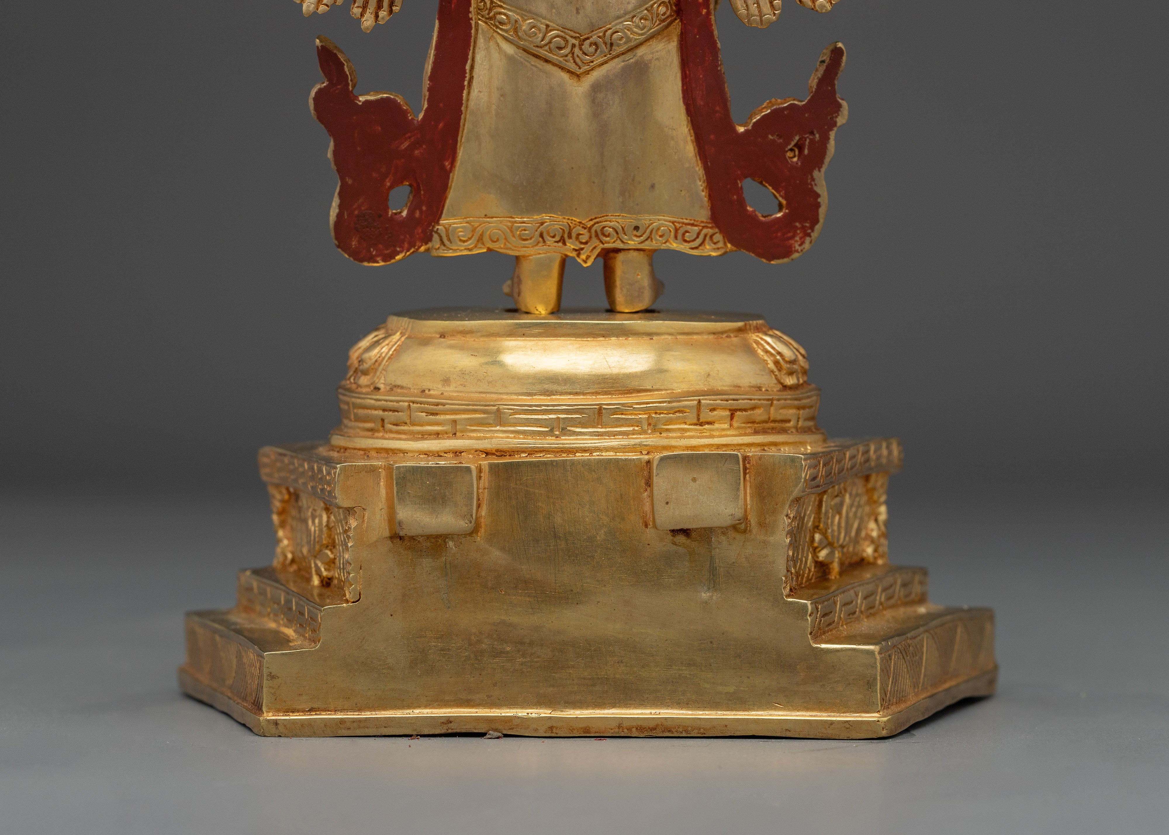 Golden Thousand Armed Chenrezig Figurine | Himalayan Traditional Sacred Artwork