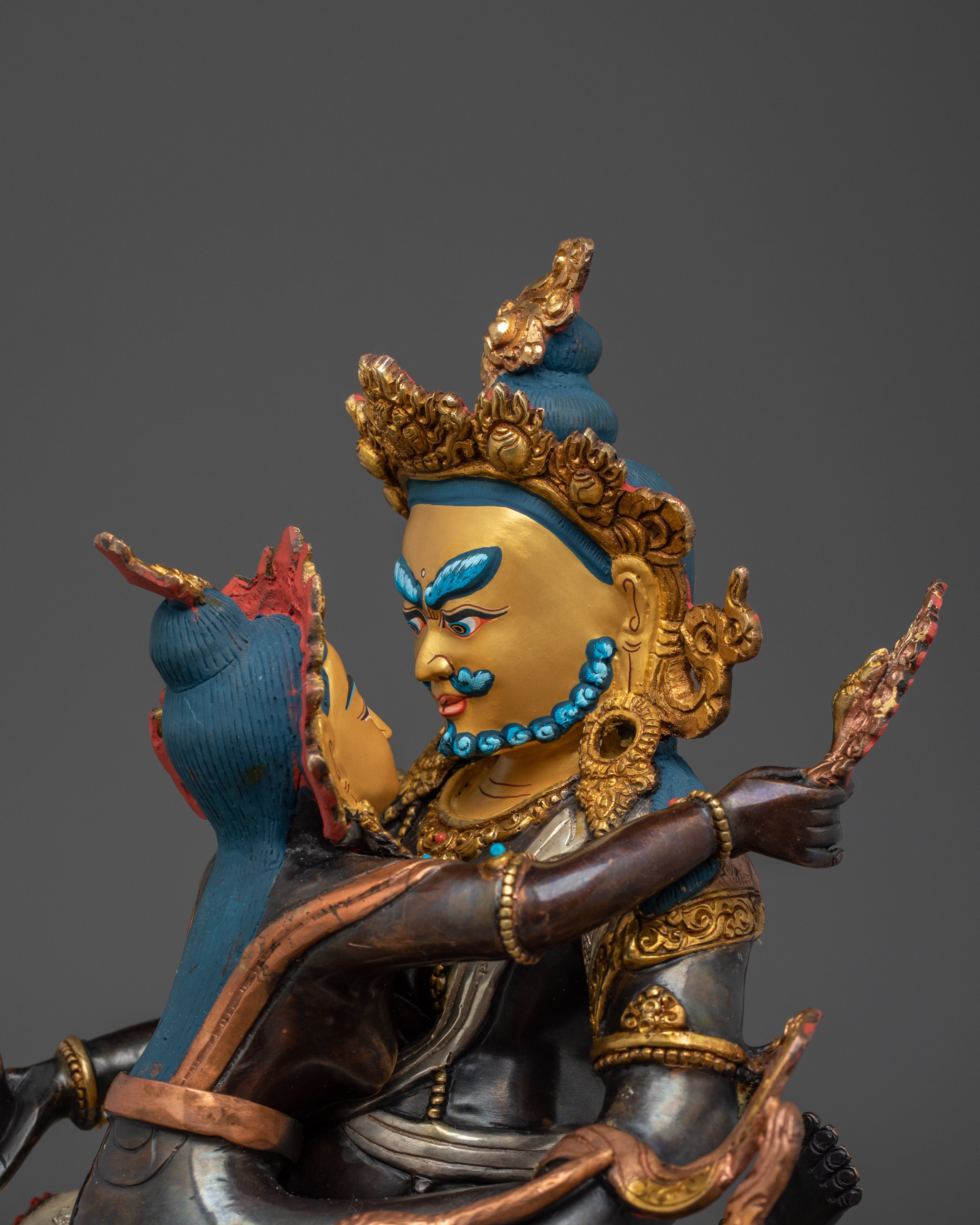 Red Dzambhala Statue: Buddhist Wealth Deity