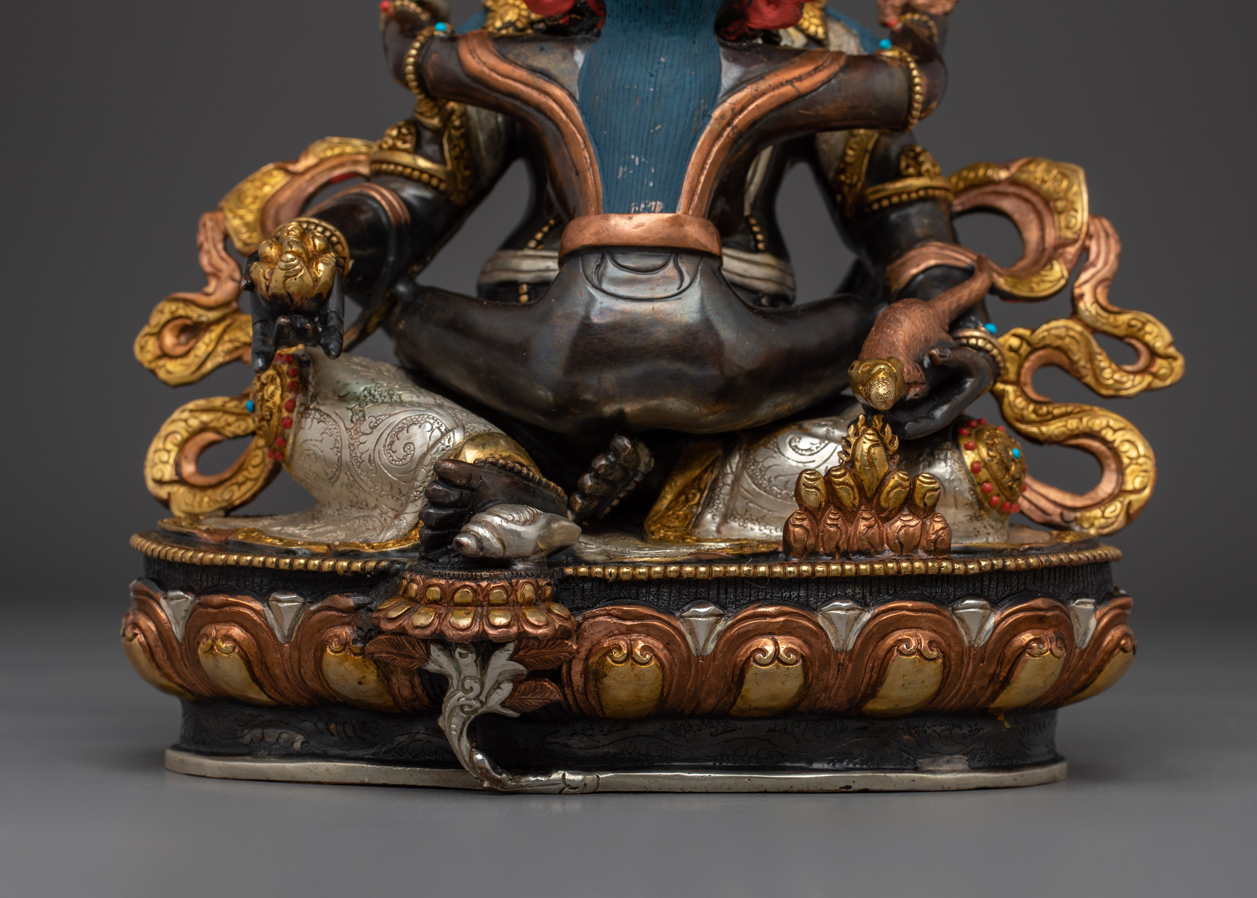 Red Dzambhala Statue: Buddhist Wealth Deity