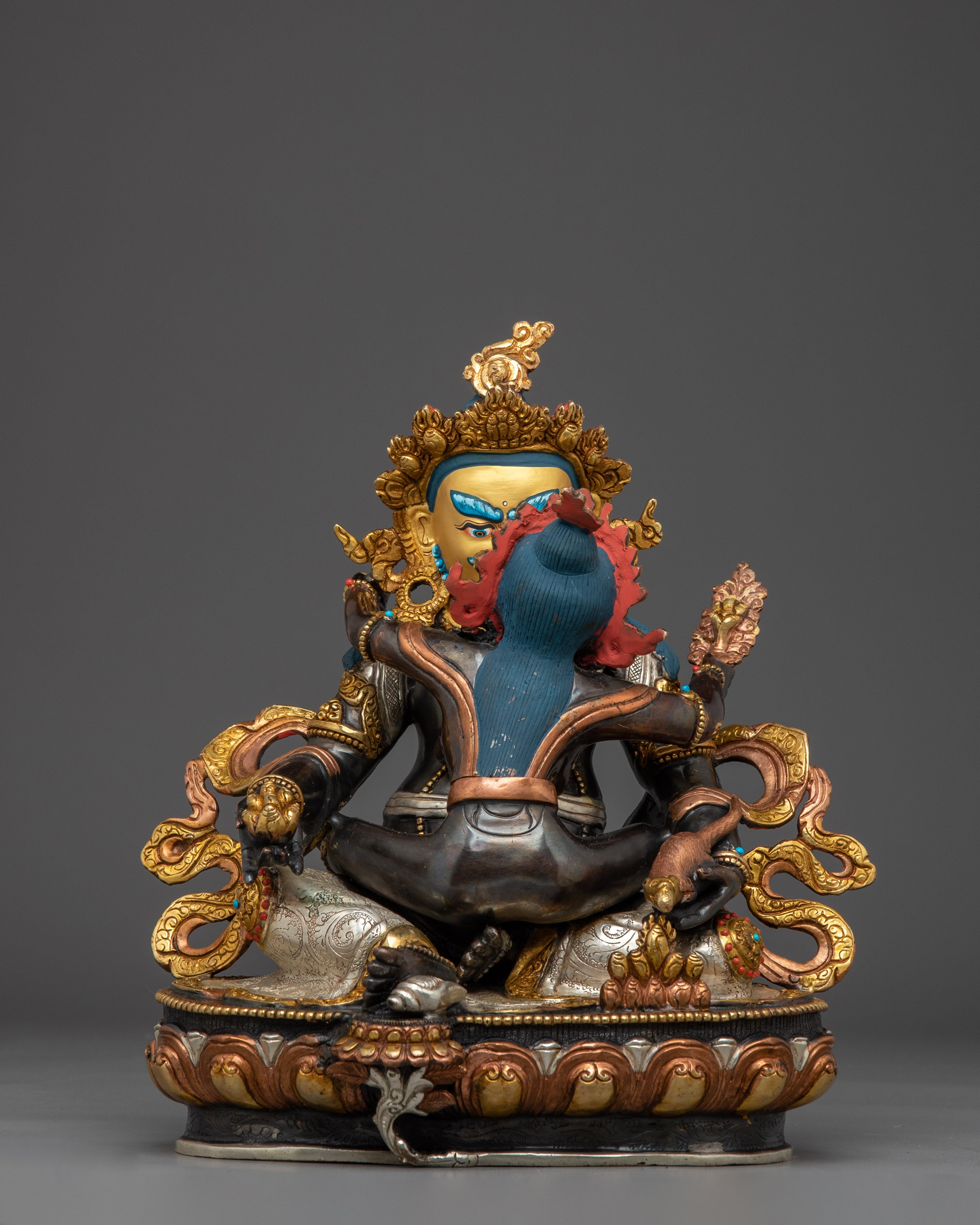 Red Dzambhala Statue: Buddhist Wealth Deity