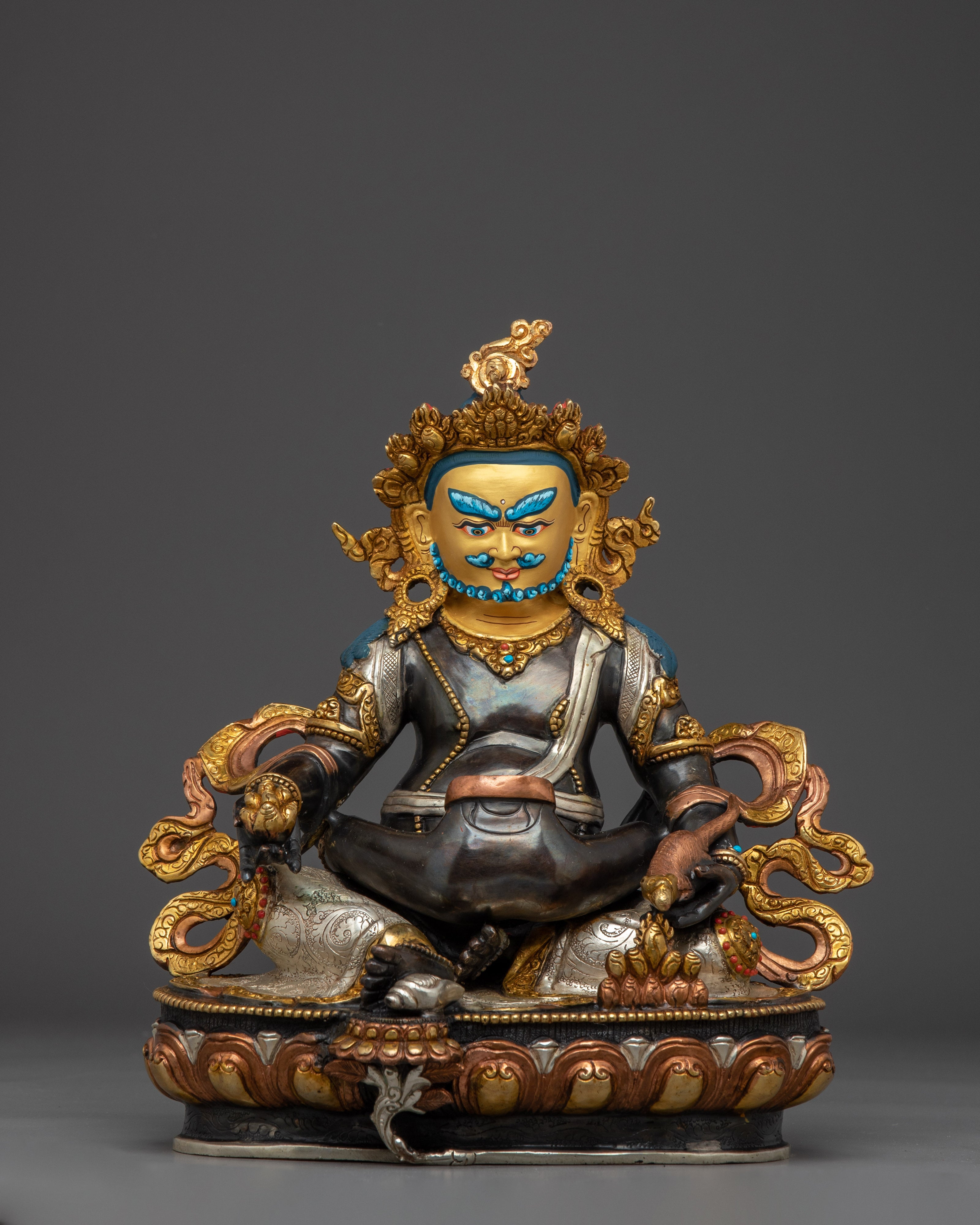 Red Dzambhala Statue: Buddhist Wealth Deity