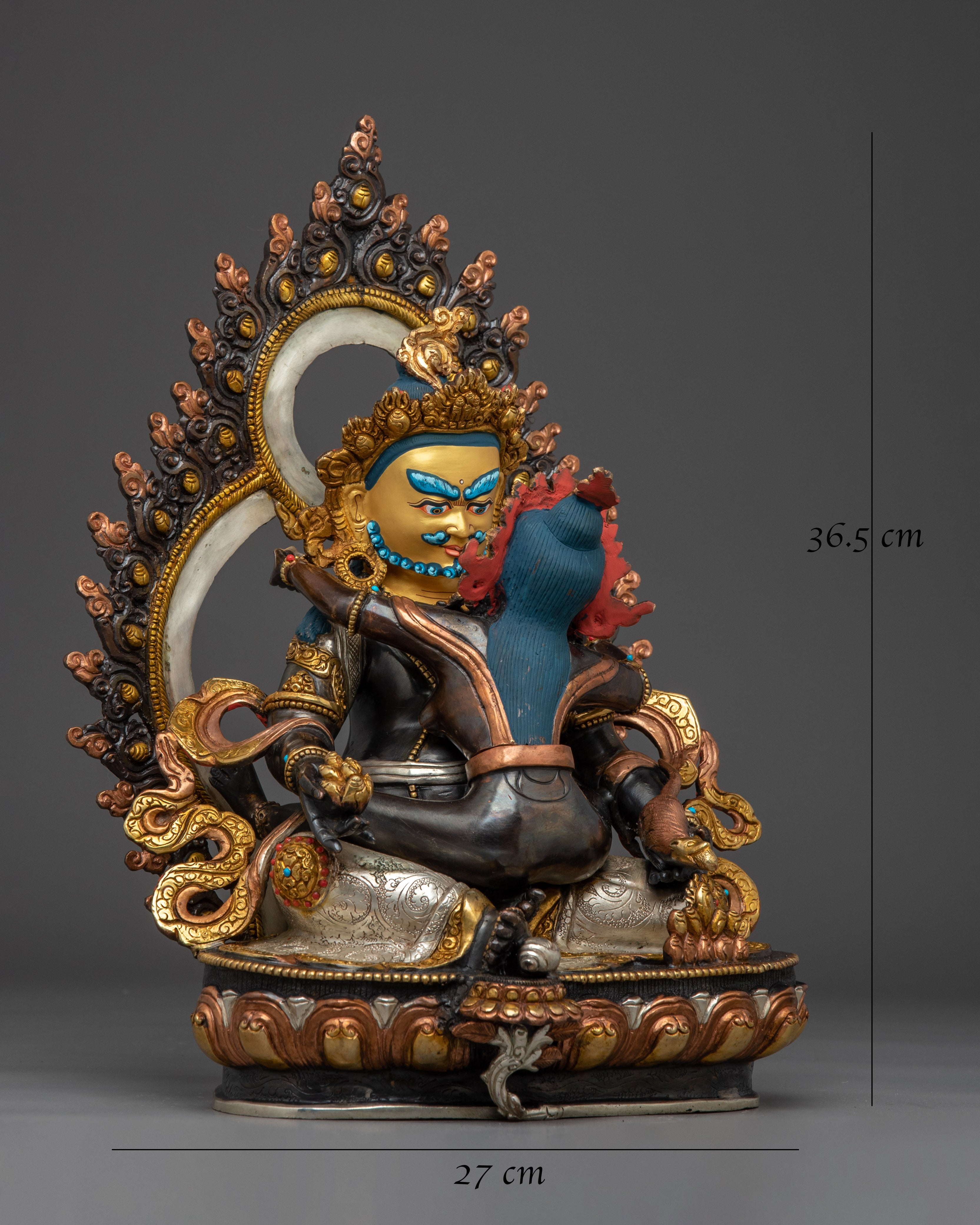 Red Dzambhala Statue: Buddhist Wealth Deity