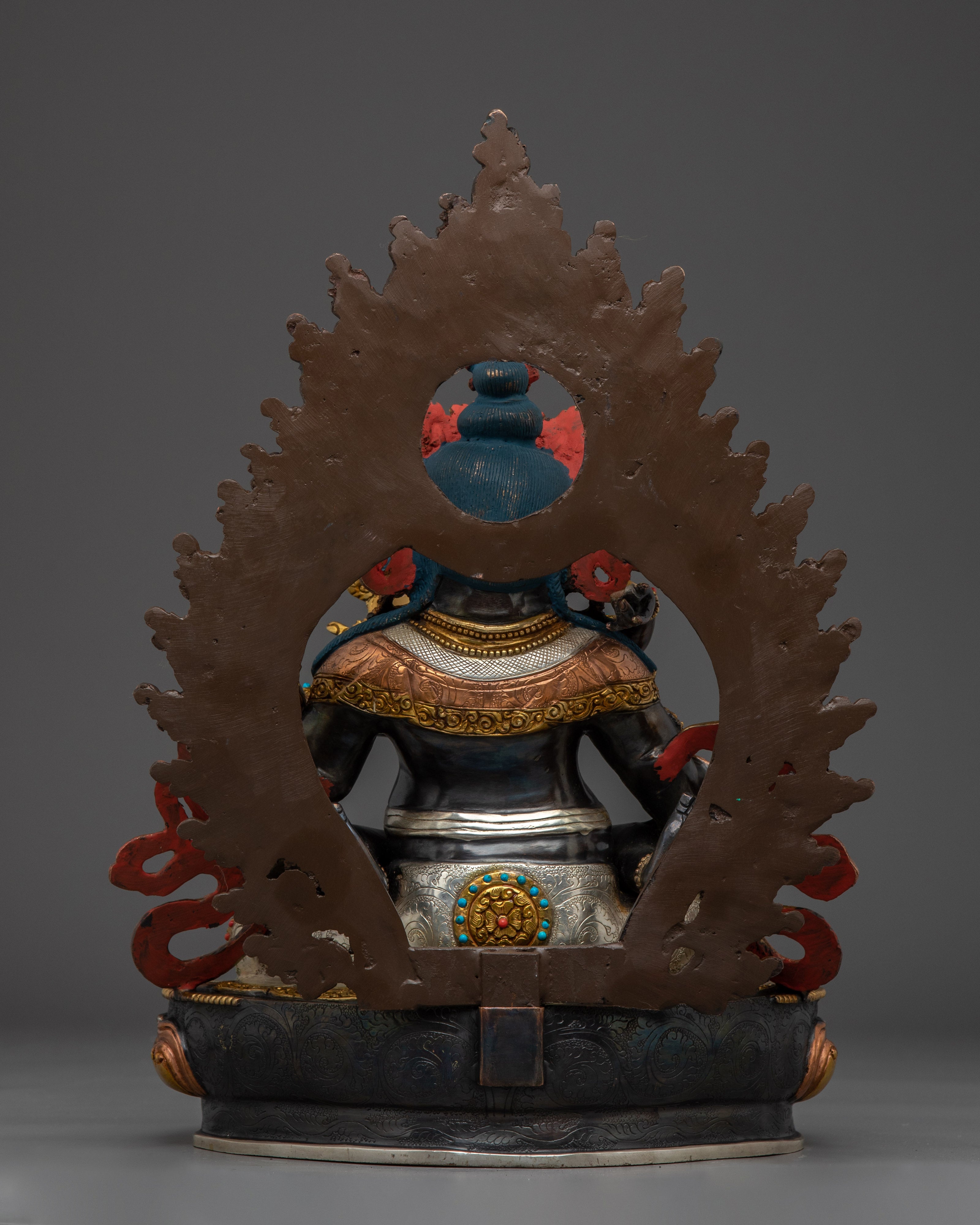 Red Dzambhala Statue: Buddhist Wealth Deity