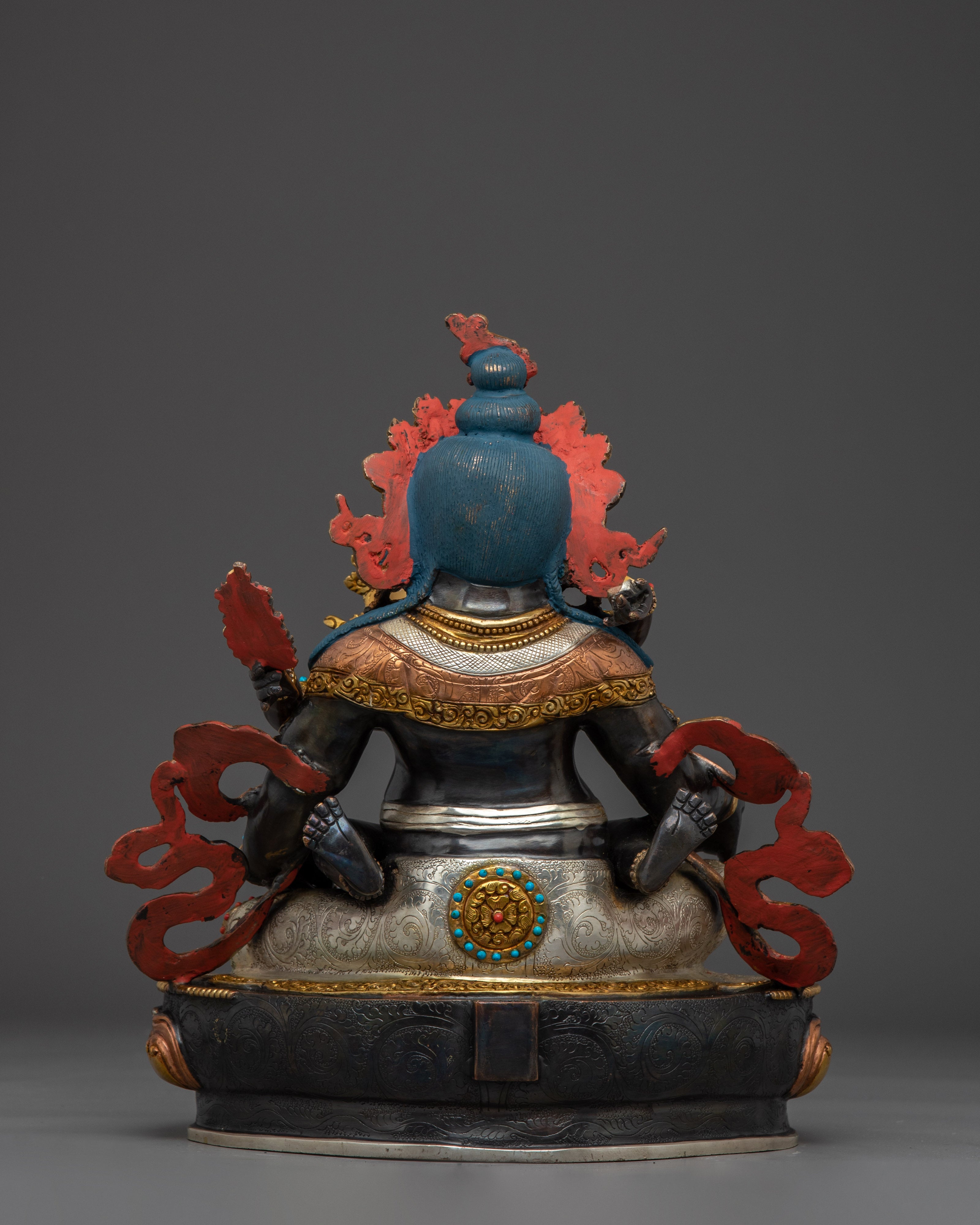 Red Dzambhala Statue: Buddhist Wealth Deity