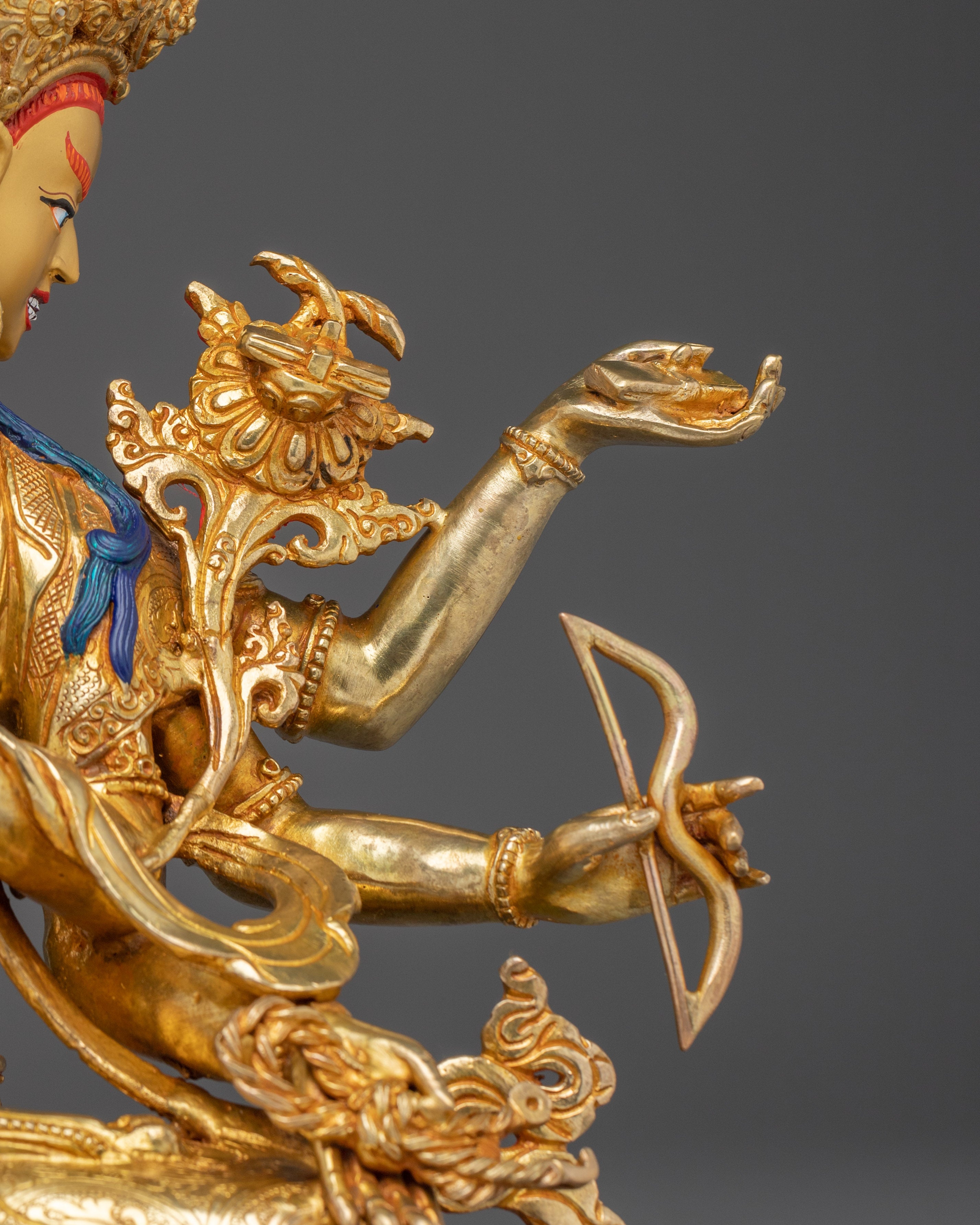 Maha Manjushri 24K Gold Gilded Statue | Stunning Piece for Spiritual Practice
