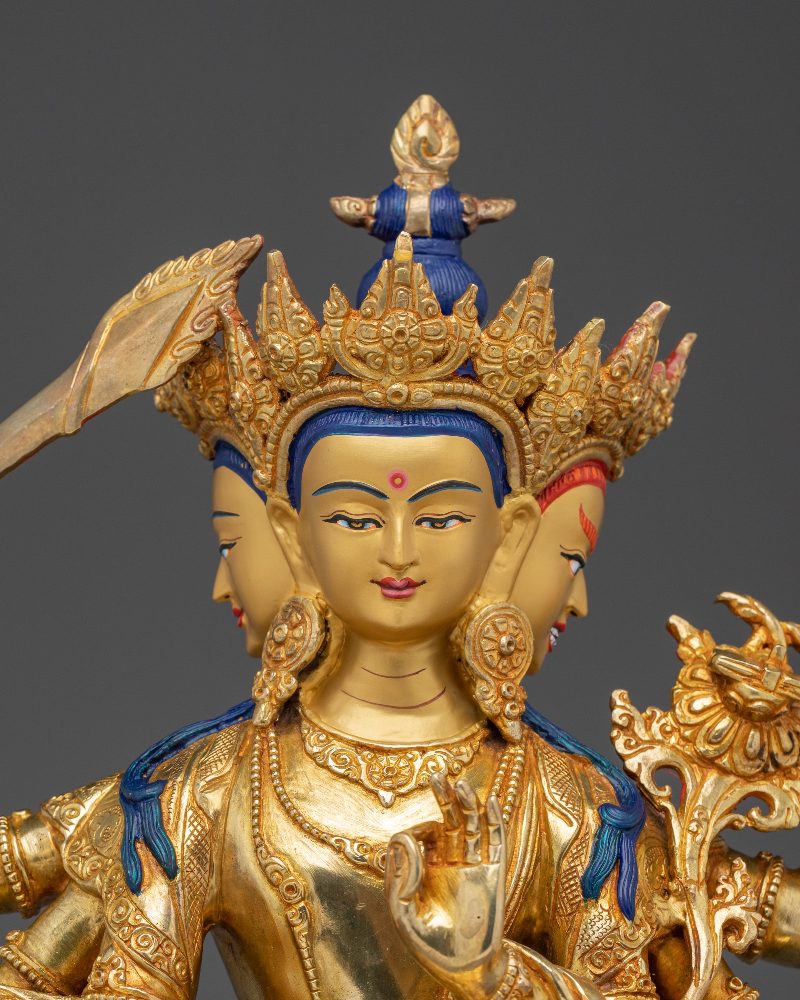 Maha Manjushri 24K Gold Gilded Statue | Stunning Piece for Spiritual Practice