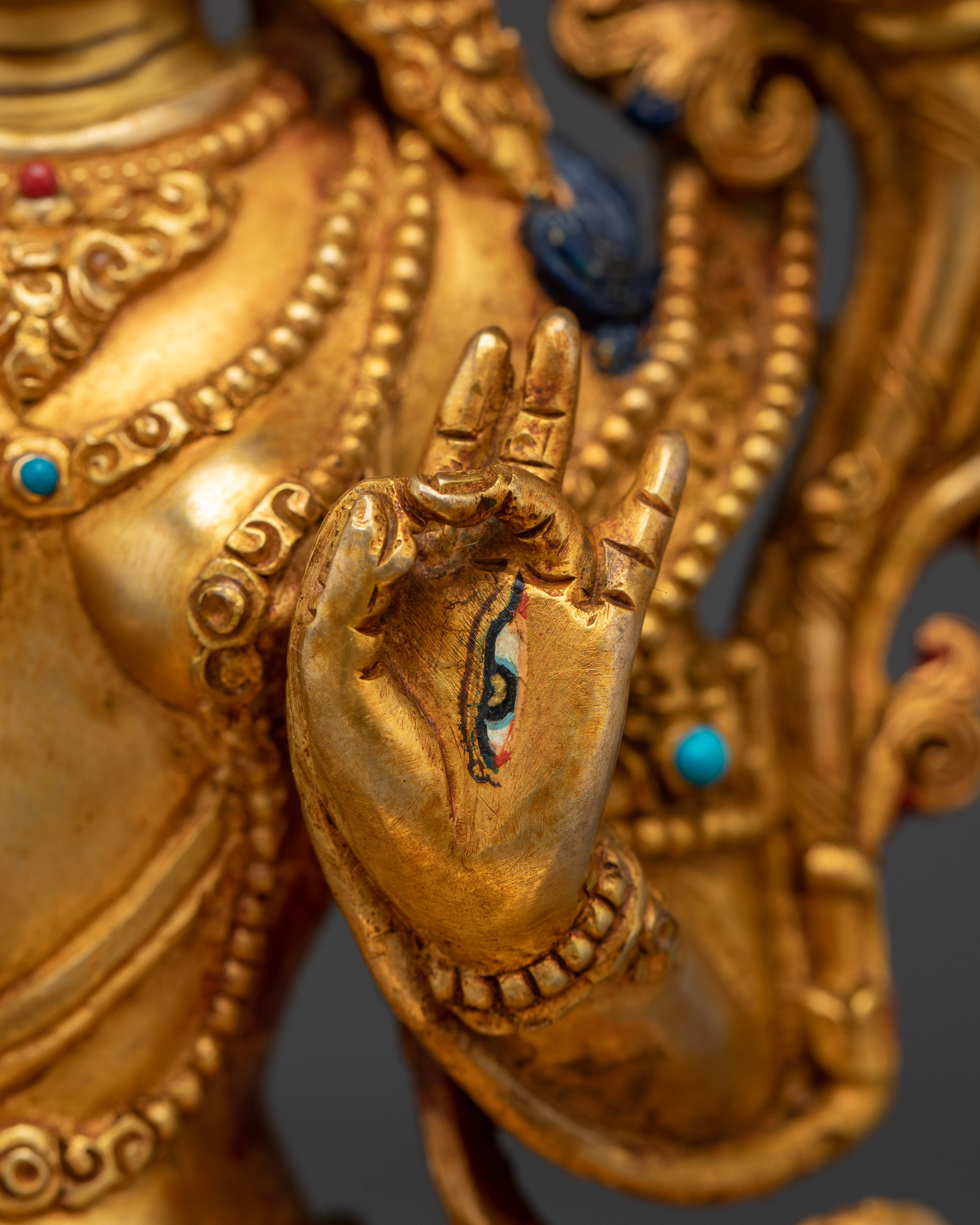 White Tara Buddha Art with 24K Gold Gilded | Spiritual Meditation & Altar Decor