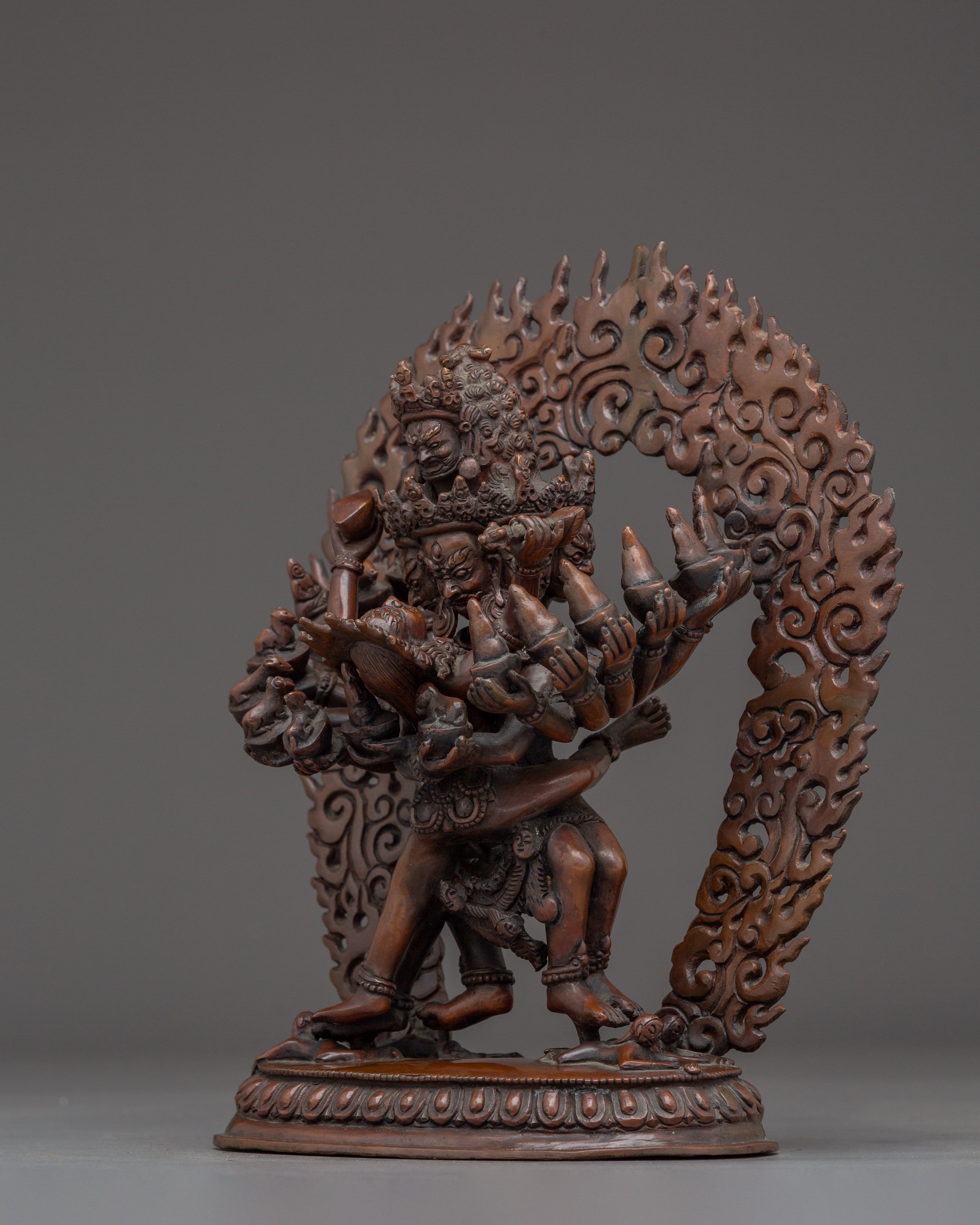 Hevajra Statue in Oxidized Copper | Buddhist Altar or Meditation Space
