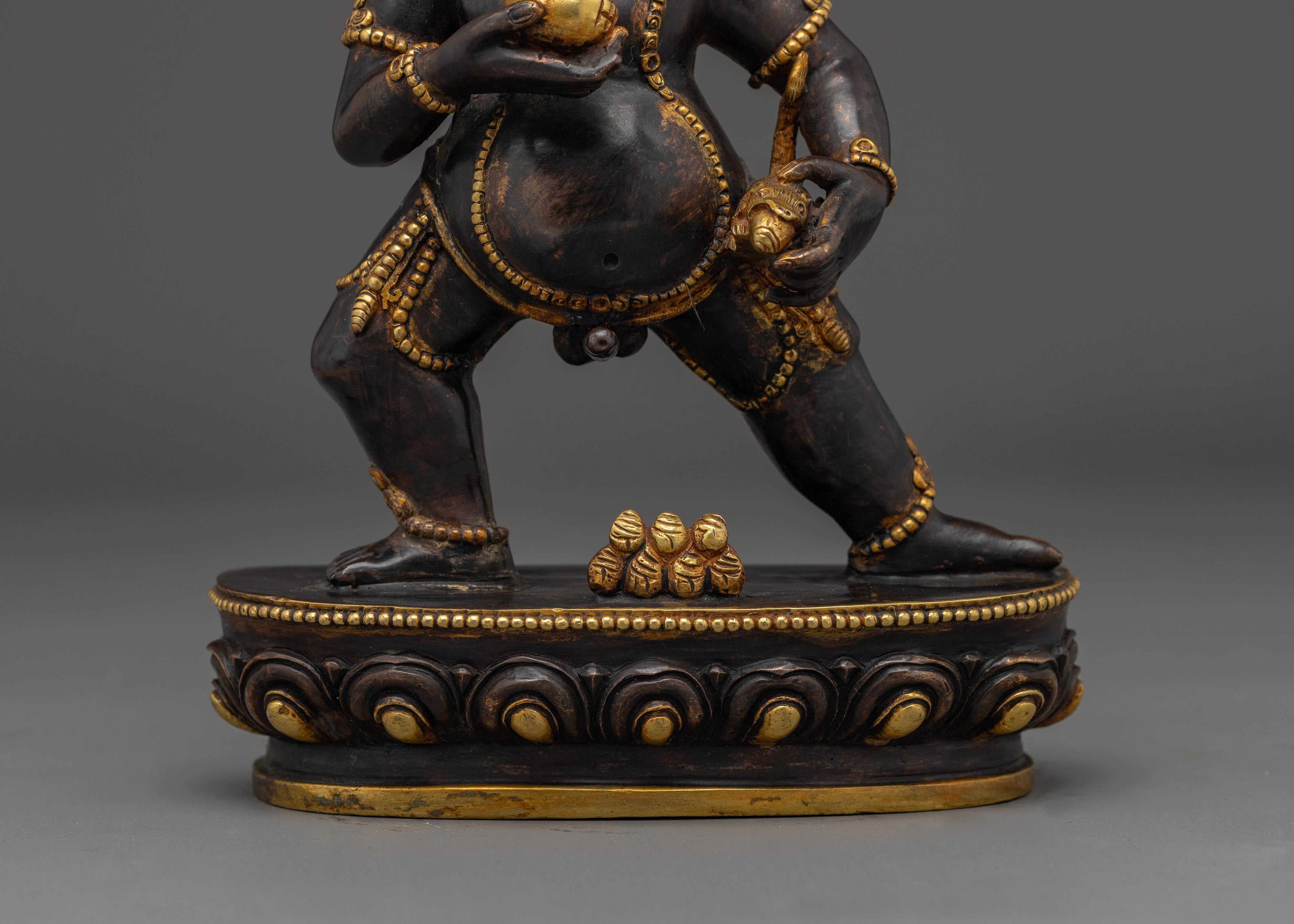 Black Dzambhala Statue with Oxidized | Tibetan Wealth Deity for Meditation